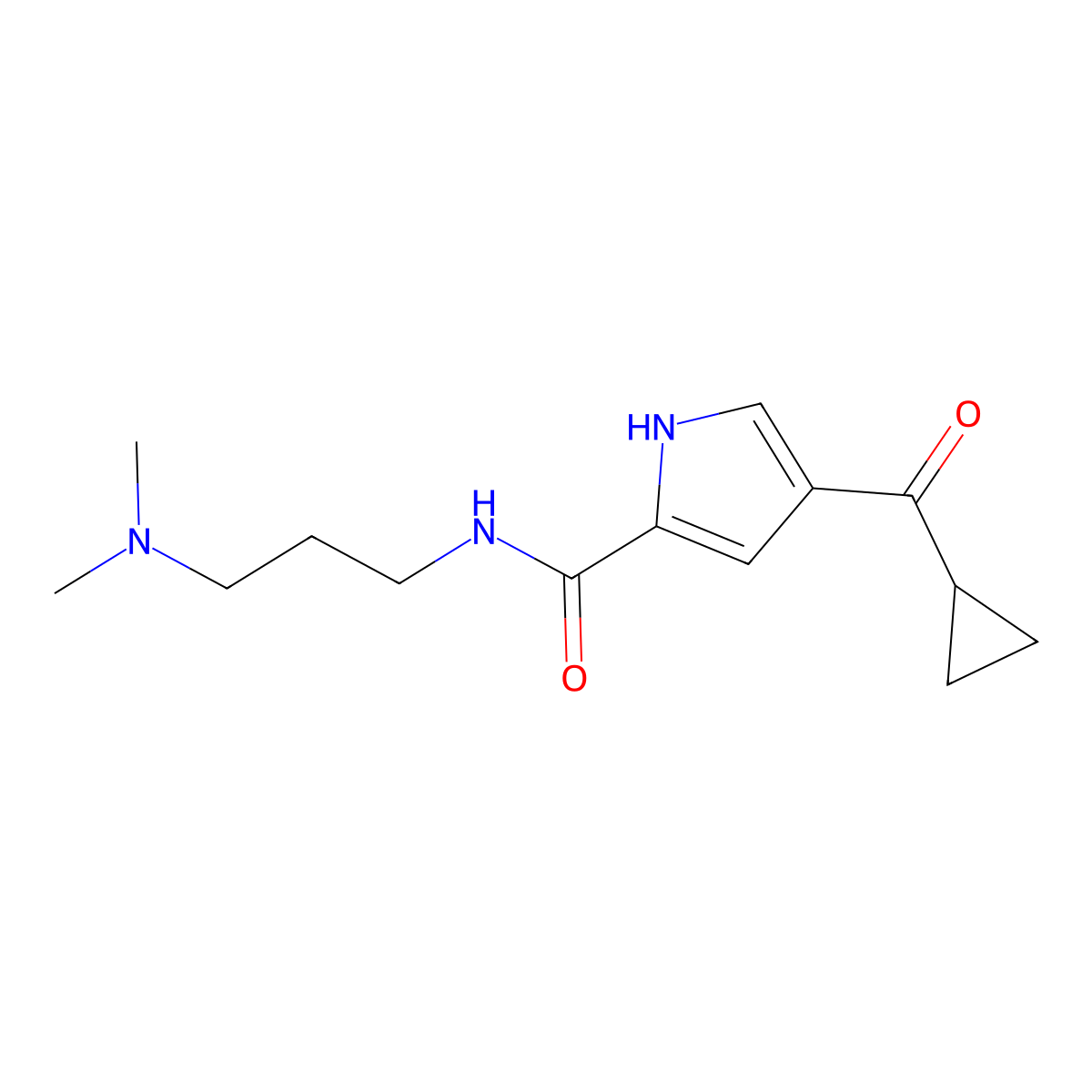 4-(cyclopropylcarbonyl)-N-[3-(dimethylamino)propyl]-1H-pyrrole-2-carboxamide molecular structure, CAS 439095-91-7
