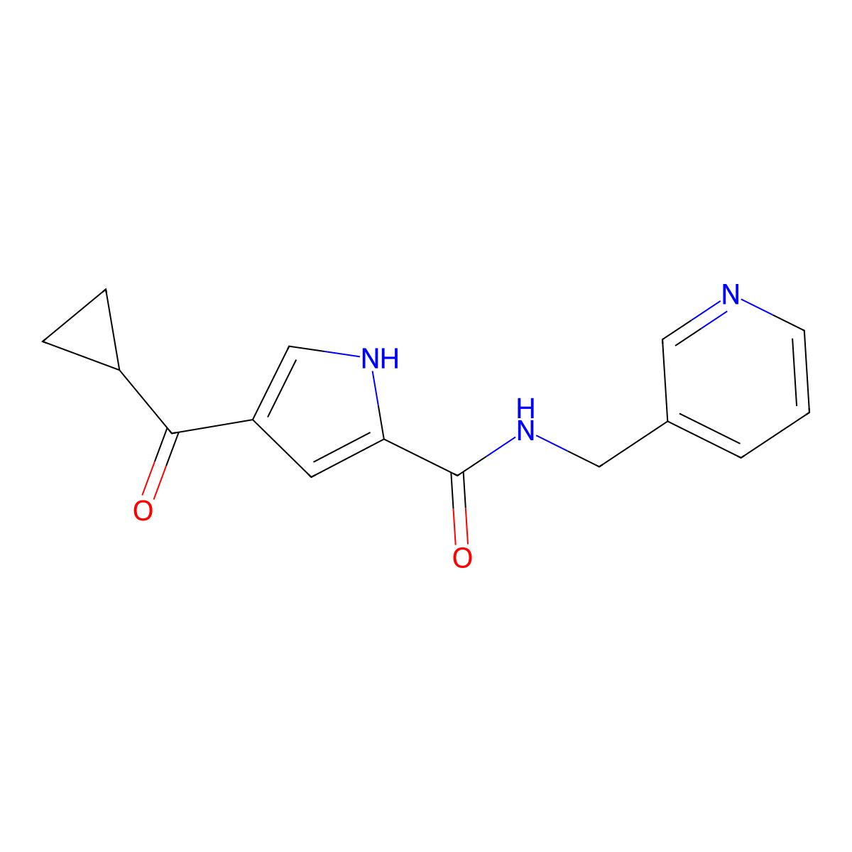 4-(cyclopropylcarbonyl)-N-(3-pyridinylmethyl)-1H-pyrrole-2-carboxamide molecular structure, CAS 439095-93-9