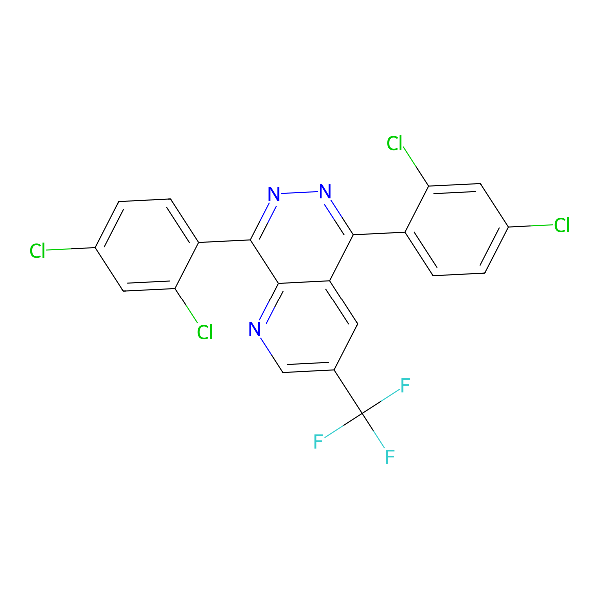 5,8-Bis(2,4-dichlorophenyl)-3-(trifluoromethyl)pyrido[2,3-d]pyridazine molecular structure, CAS 439095-95-1