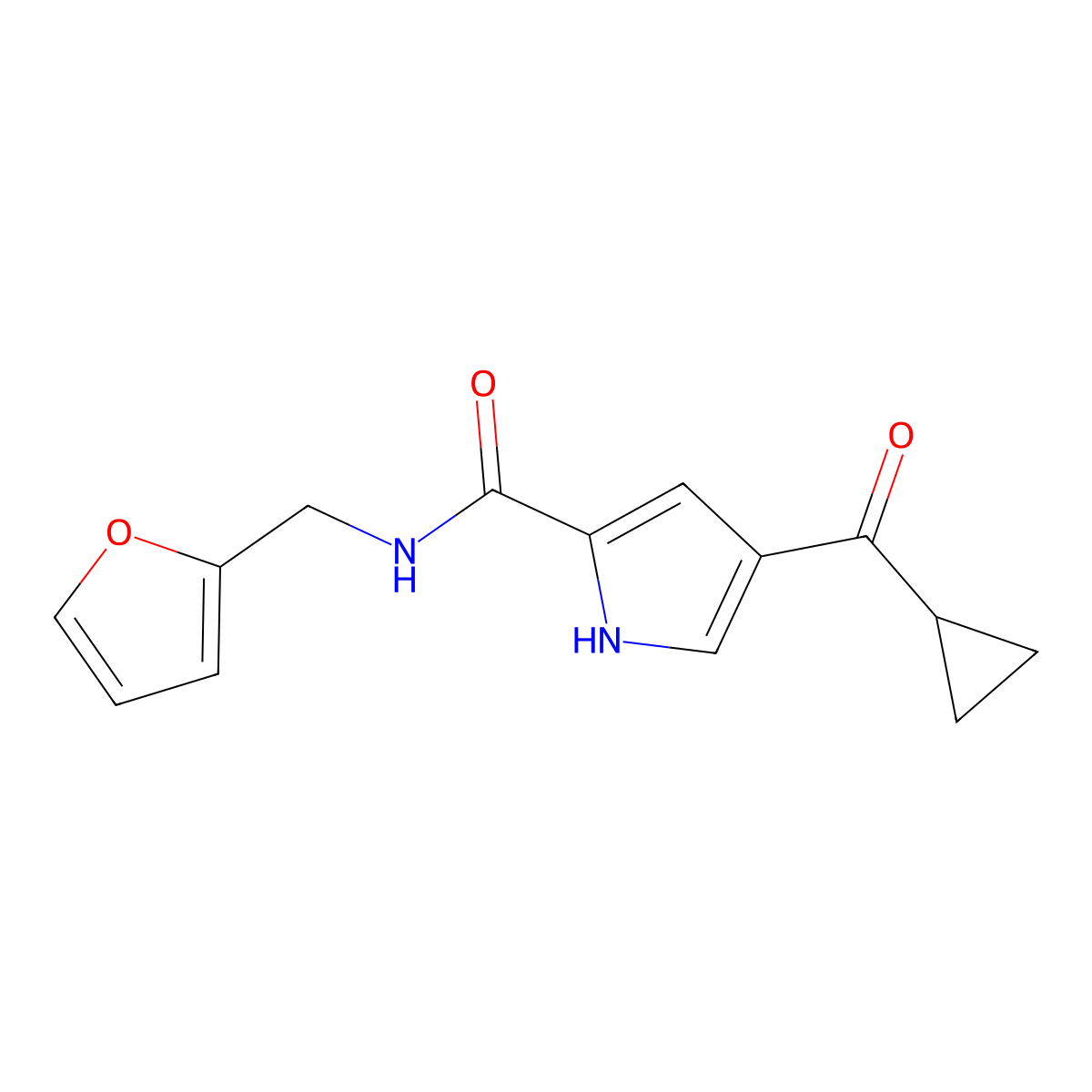 4-(cyclopropylcarbonyl)-N-(2-furylmethyl)-1H-pyrrole-2-carboxamide molecular structure, CAS 439095-96-2