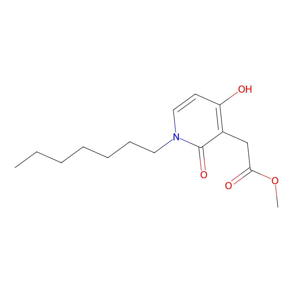 Methyl 2-(1-heptyl-4-hydroxy-2-oxo-1,2-dihydro-3-pyridinyl)acetate molecular structure, CAS 439096-01-2