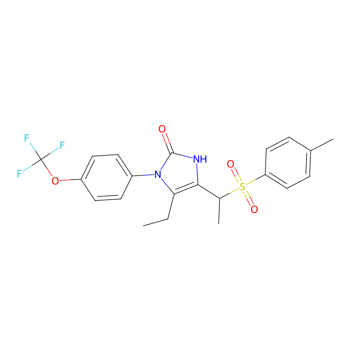 5-ethyl-4-{1-[(4-methylphenyl)sulfonyl]ethyl}-1-[4-(trifluoromethoxy)phenyl]-1,3-dihydro-2H-imidazol-2-one molecular structure, CAS 439096-02-3