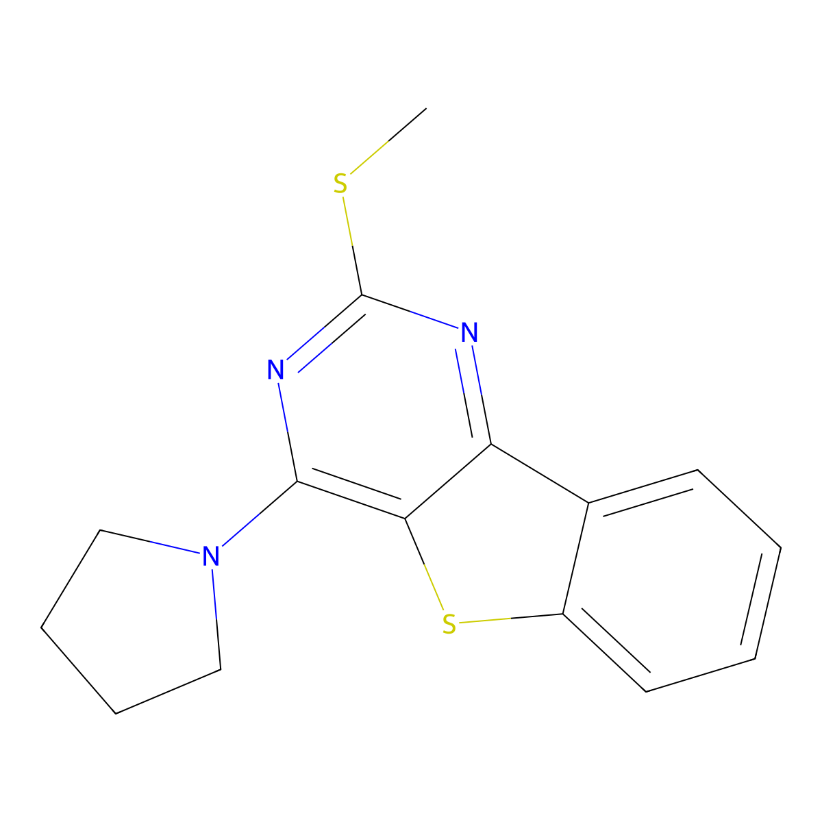 2-(Methylsulfanyl)-4-(1-pyrrolidinyl)[1]benzothieno[3,2-d]pyrimidine molecular structure, CAS 439096-06-7
