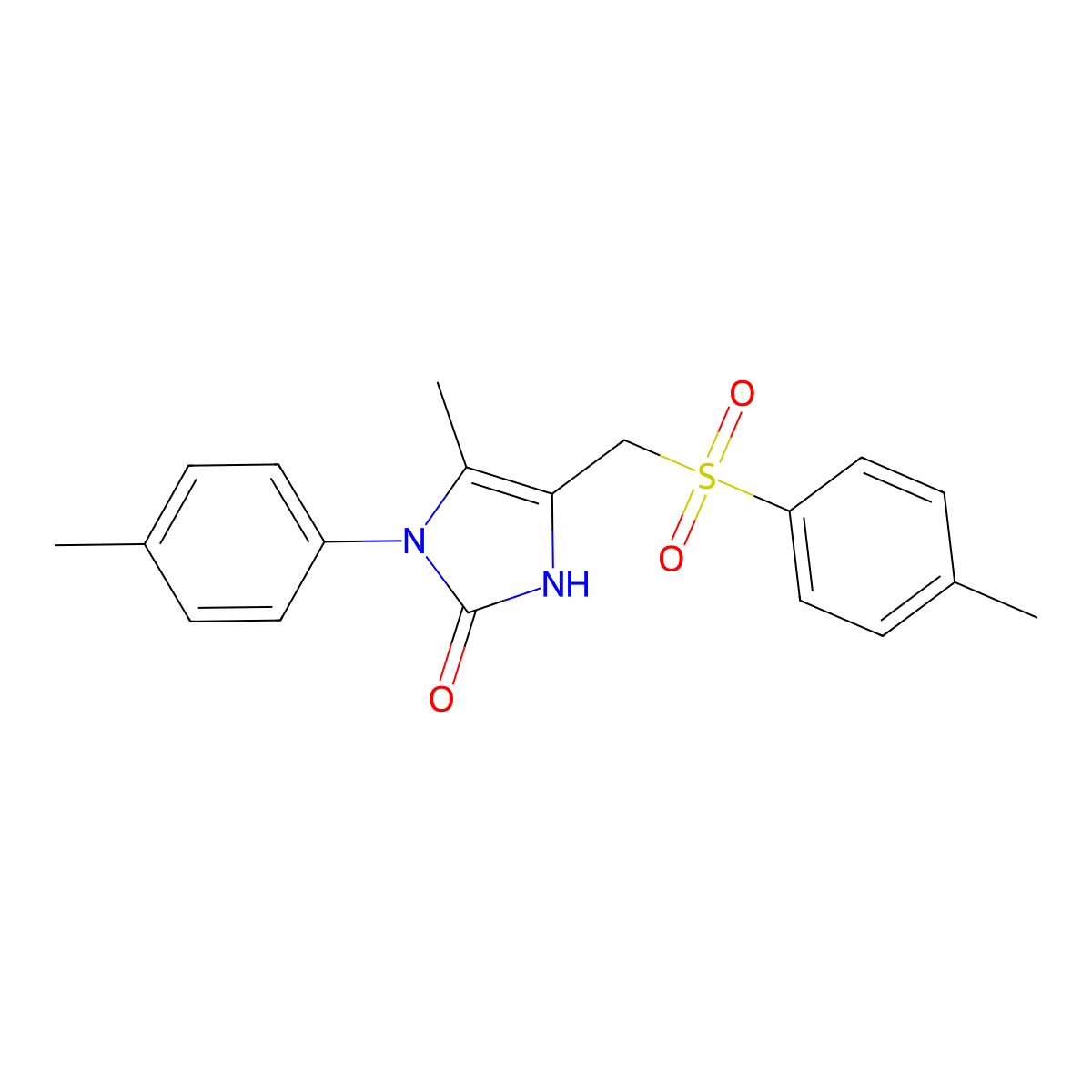 5-methyl-1-(4-methylphenyl)-4-{[(4-methylphenyl)sulfonyl]methyl}-1,3-dihydro-2H-imidazol-2-one molecular structure, CAS 439096-07-8