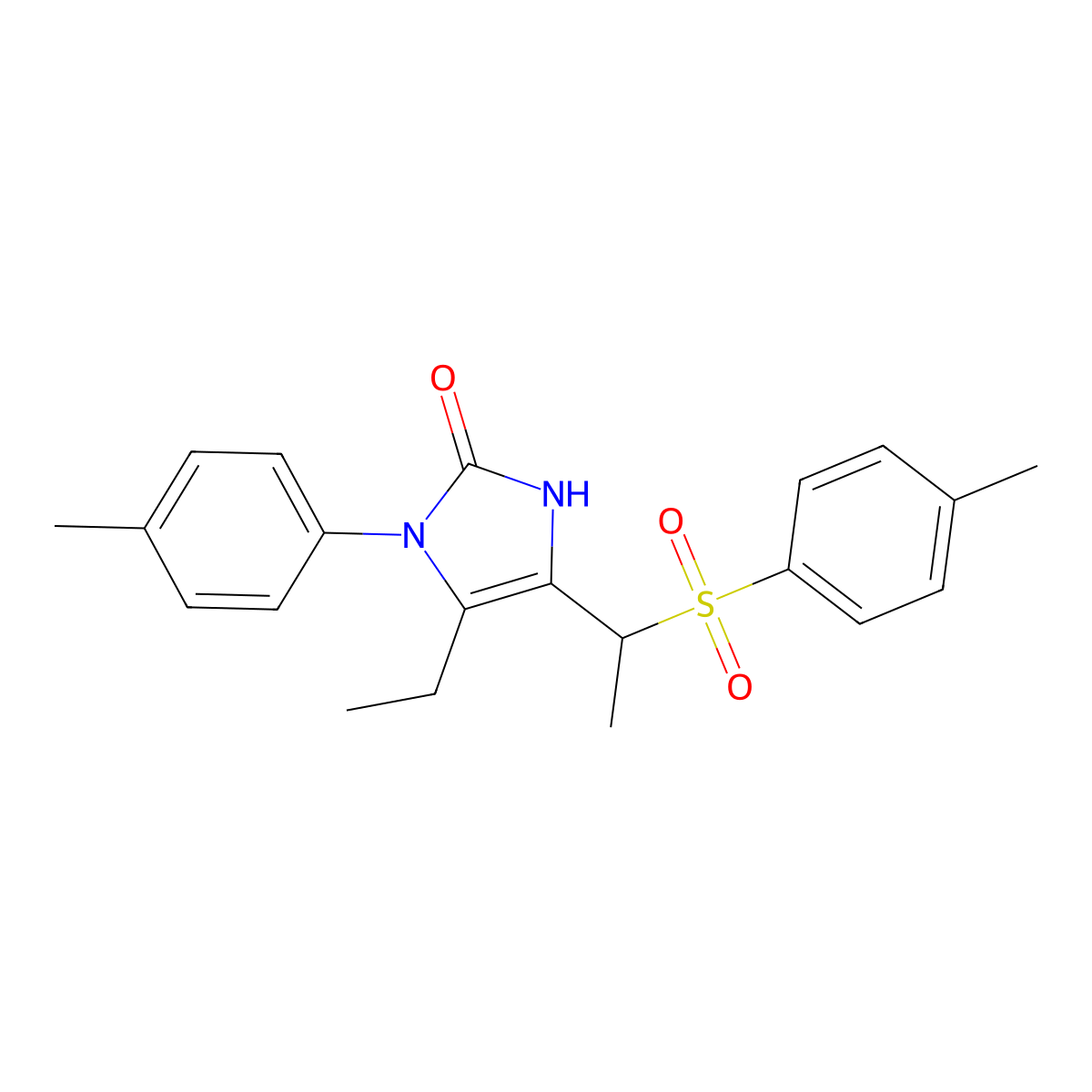 5-ethyl-1-(4-methylphenyl)-4-{1-[(4-methylphenyl)sulfonyl]ethyl}-1,3-dihydro-2H-imidazol-2-one molecular structure, CAS 439096-12-5