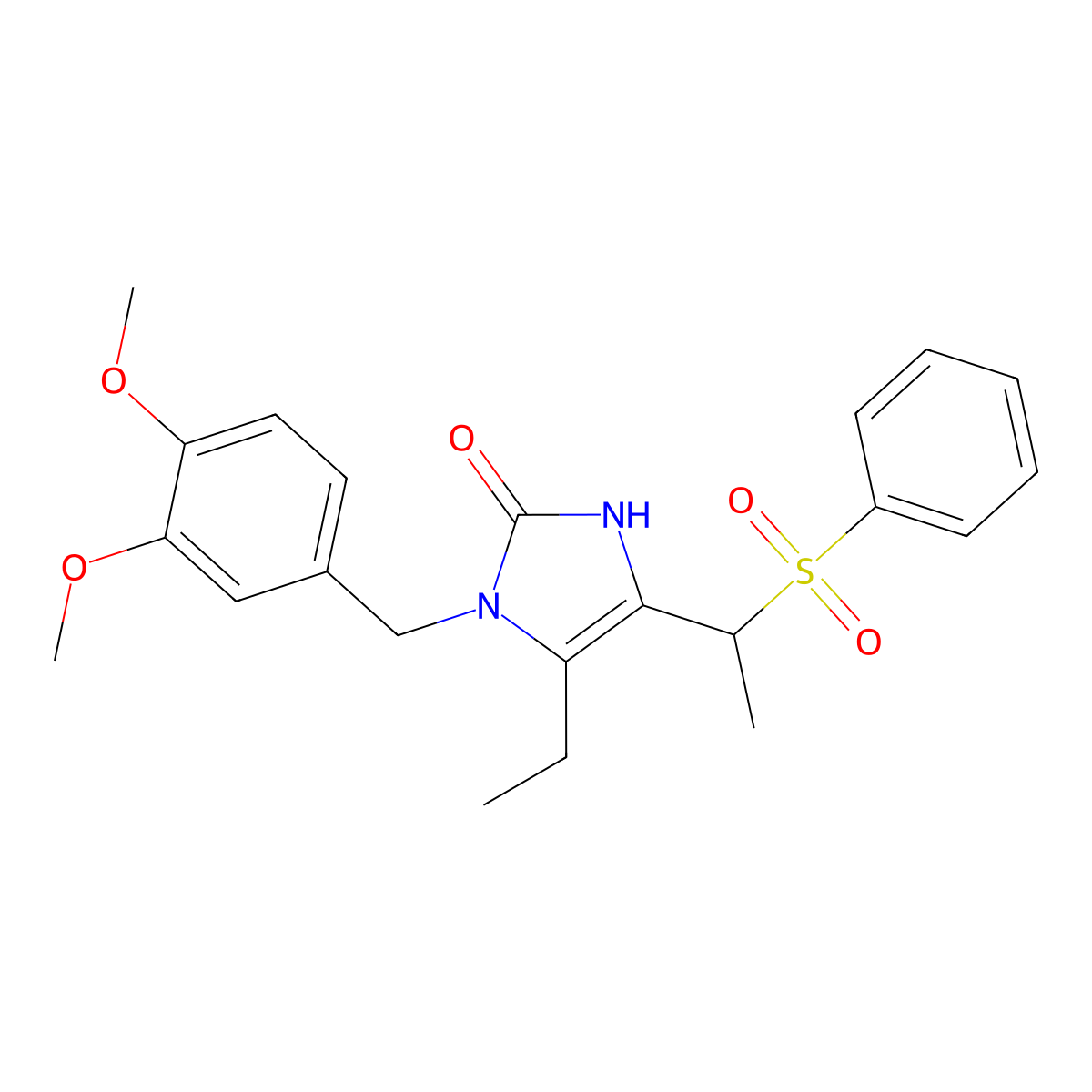 1-(3,4-dimethoxybenzyl)-5-ethyl-4-[1-(phenylsulfonyl)ethyl]-1,3-dihydro-2H-imidazol-2-one molecular structure, CAS 439096-14-7