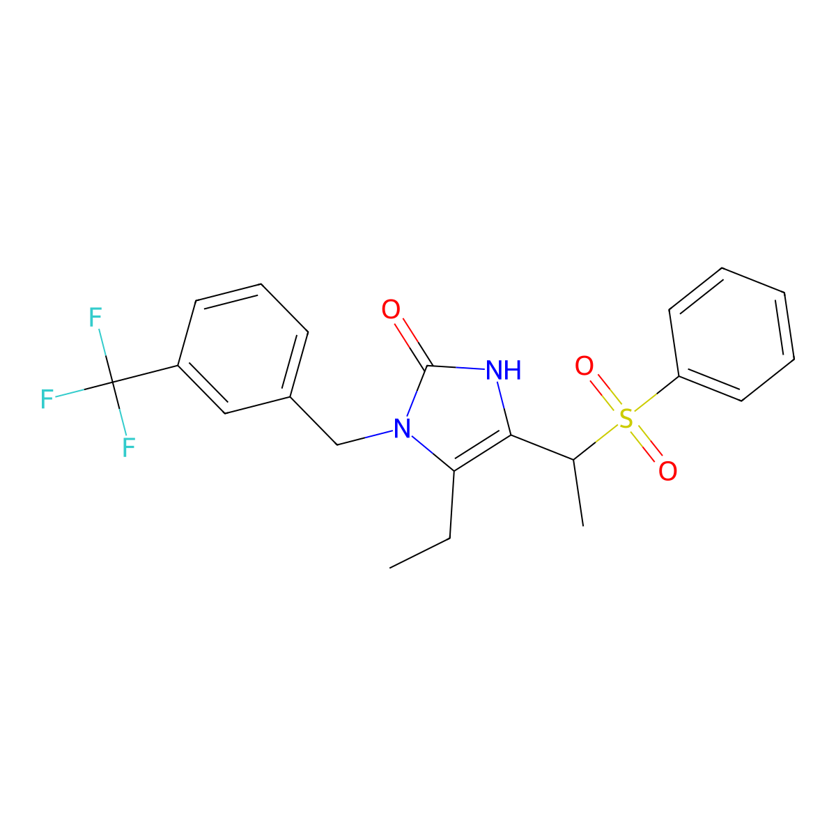 5-ethyl-4-[1-(phenylsulfonyl)ethyl]-1-[3-(trifluoromethyl)benzyl]-1,3-dihydro-2H-imidazol-2-one molecular structure, CAS 439096-16-9