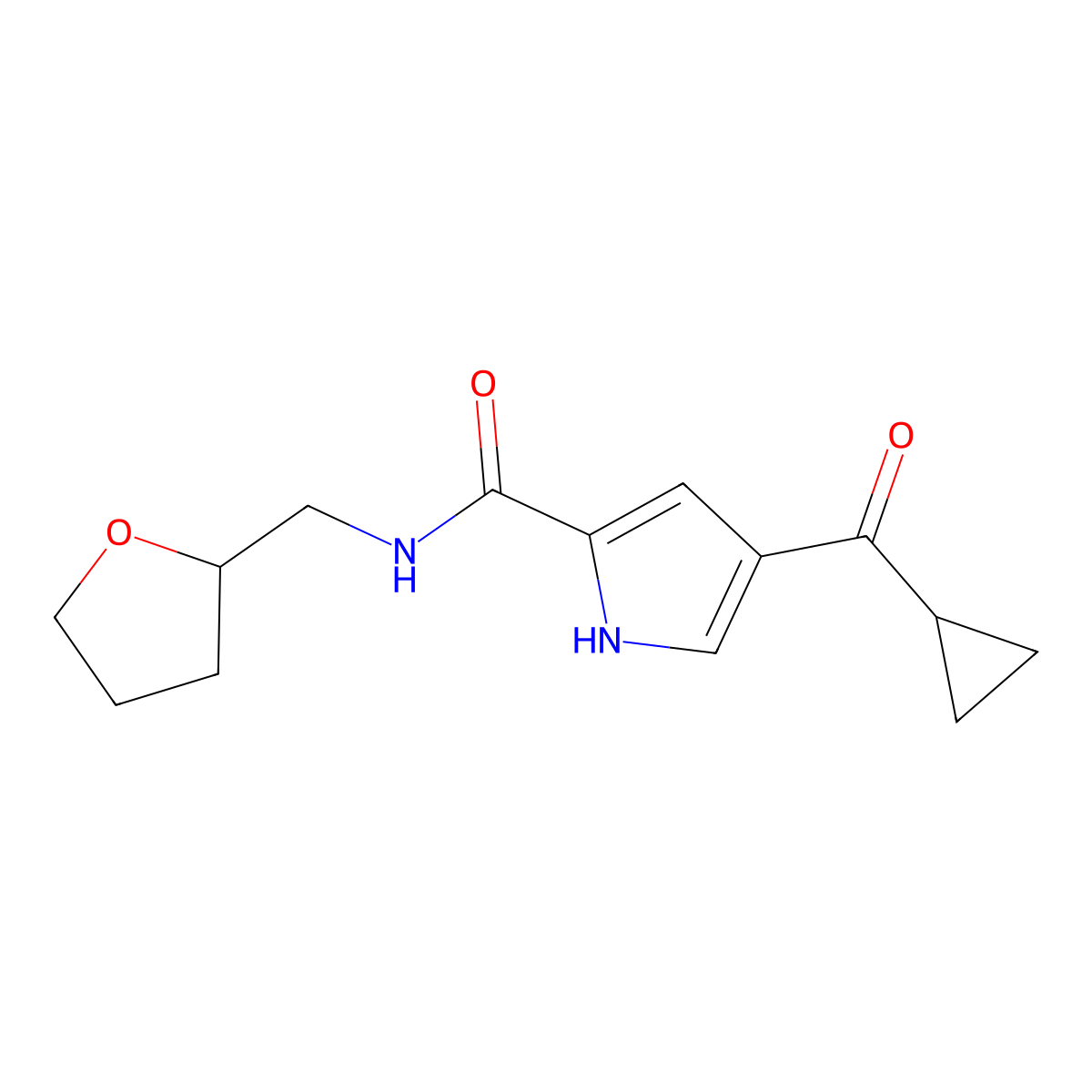 4-(cyclopropylcarbonyl)-N-(tetrahydro-2-furanylmethyl)-1H-pyrrole-2-carboxamide molecular structure, CAS 439096-20-5