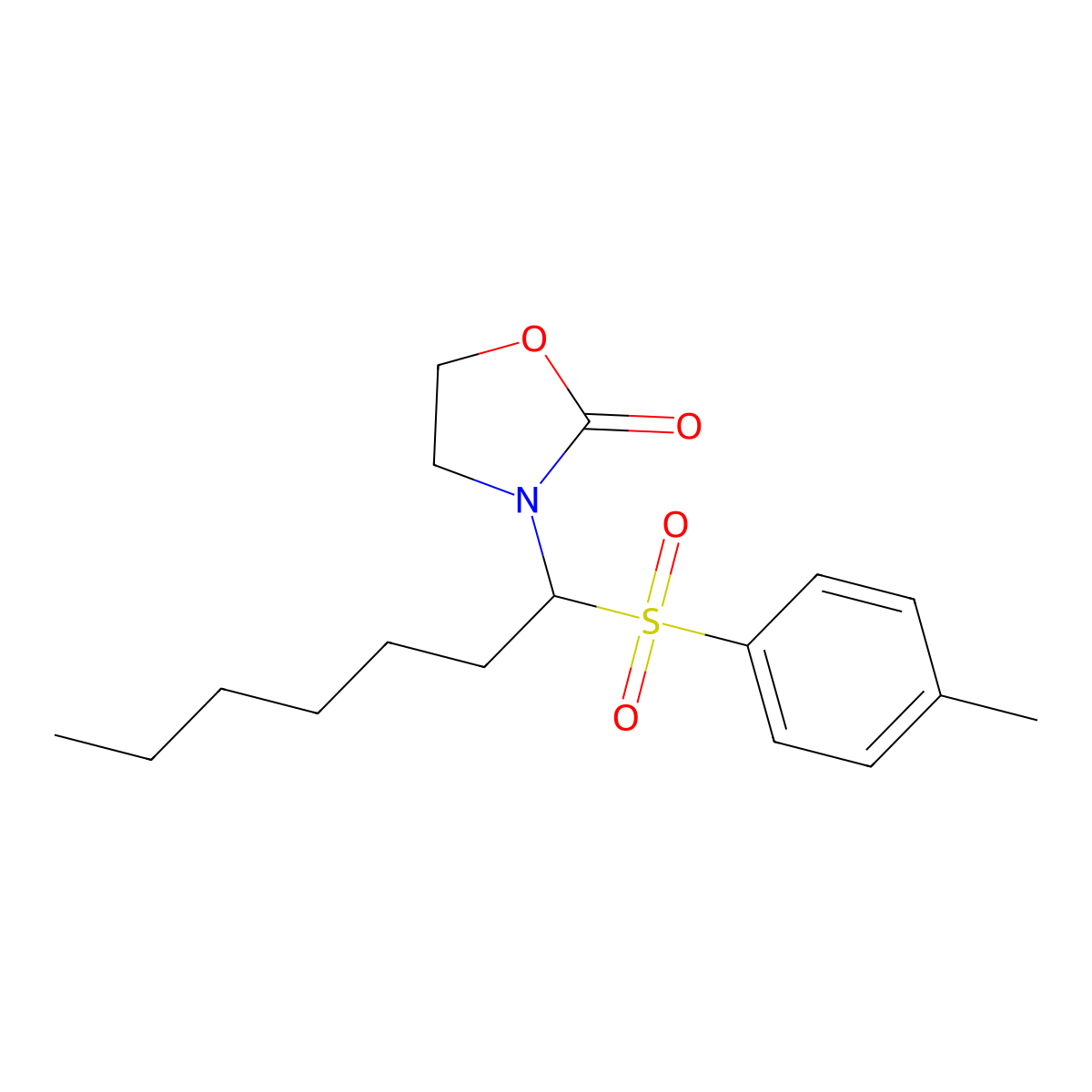 3-{1-[(4-Methylphenyl)sulfonyl]heptyl}-1,3-oxazolan-2-one molecular structure, CAS 439096-23-8