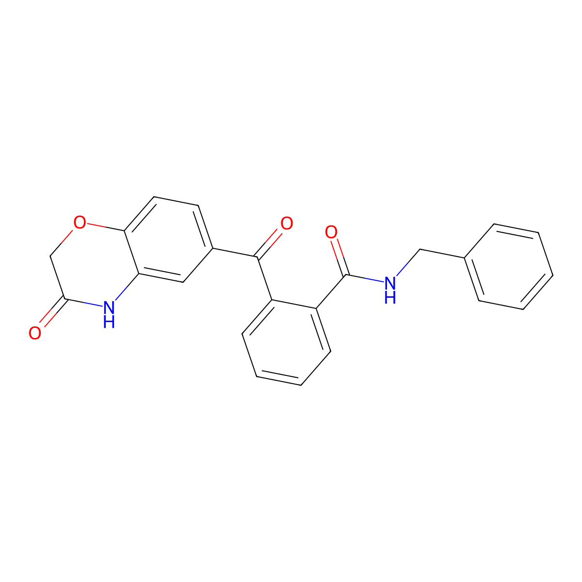 N-benzyl-2-[(3-oxo-3,4-dihydro-2H-1,4-benzoxazin-6-yl)carbonyl]benzenecarboxamide molecular structure, CAS 439096-29-4