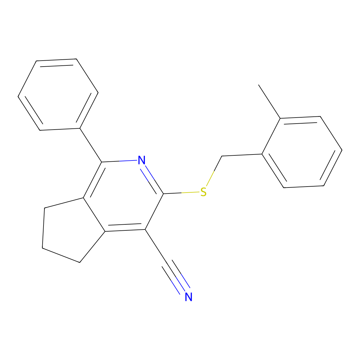 3-[(2-methylbenzyl)sulfanyl]-1-phenyl-6,7-dihydro-5H-cyclopenta[c]pyridine-4-carbonitrile molecular structure, CAS 439096-31-8