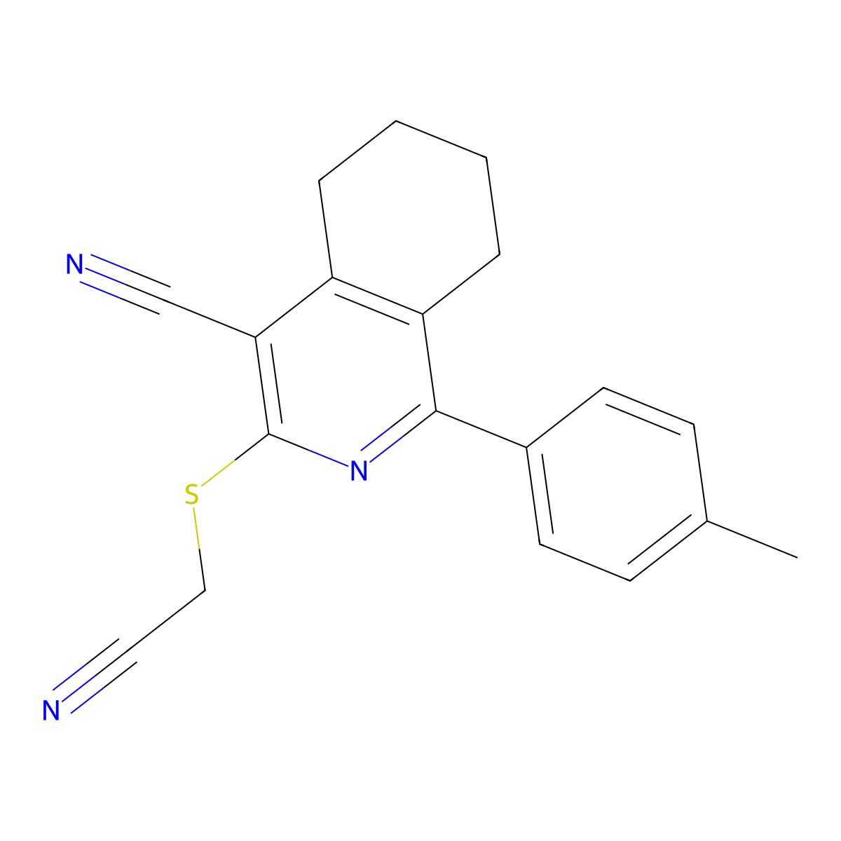 3-[(Cyanomethyl)sulfanyl]-1-(4-methylphenyl)-5,6,7,8-tetrahydro-4-isoquinolinecarbonitrile molecular structure, CAS 439096-33-0