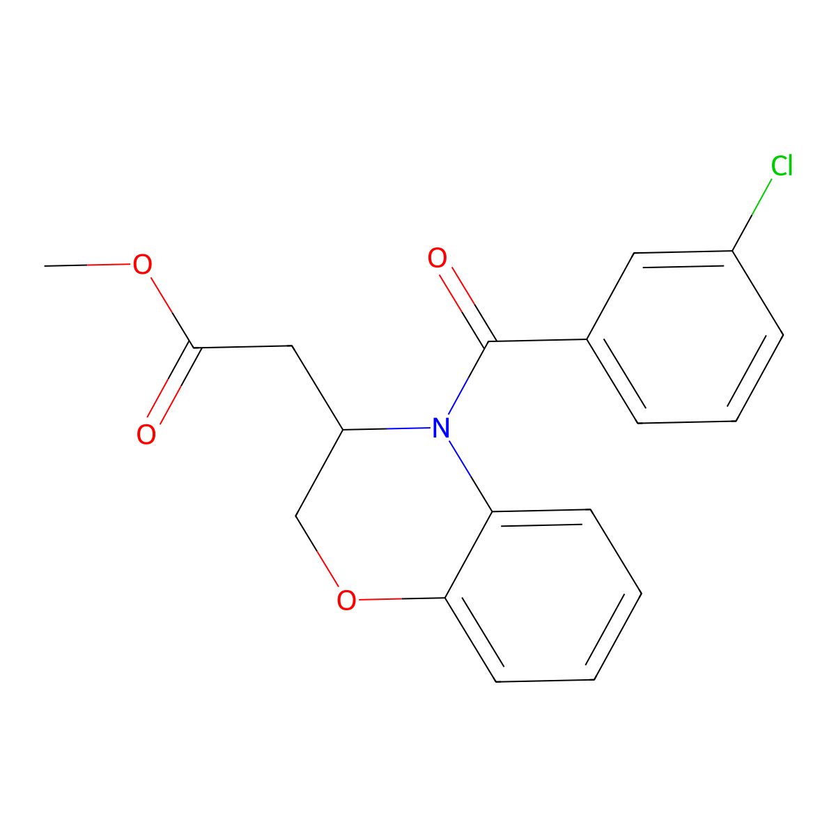 methyl 2-[4-(3-chlorobenzoyl)-3,4-dihydro-2H-1,4-benzoxazin-3-yl]acetate molecular structure, CAS 439096-36-3