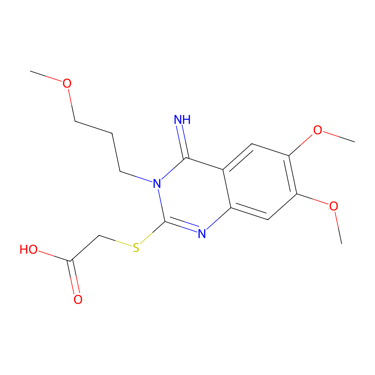 2-{[4-Imino-6,7-dimethoxy-3-(3-methoxypropyl)-3,4-dihydro-2-quinazolinyl]sulfanyl}acetic acid molecular structure, CAS 439096-37-4
