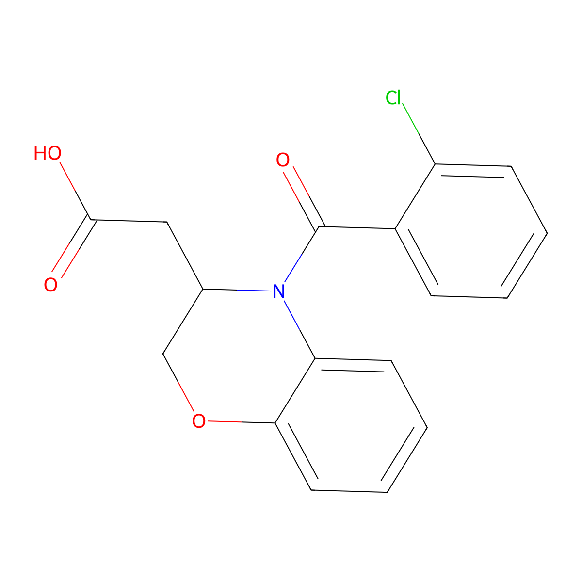 2-[4-(2-chlorobenzoyl)-3,4-dihydro-2H-1,4-benzoxazin-3-yl]acetic acid molecular structure, CAS 439096-40-9
