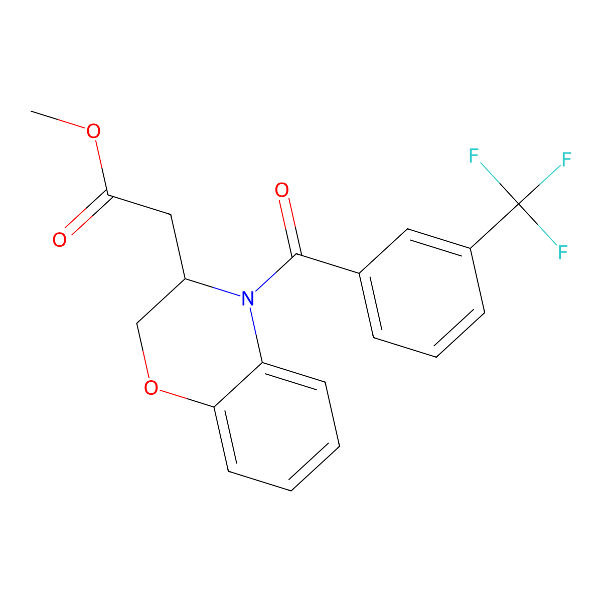 methyl 2-{4-[3-(trifluoromethyl)benzoyl]-3,4-dihydro-2H-1,4-benzoxazin-3-yl}acetate molecular structure, CAS 439096-42-1
