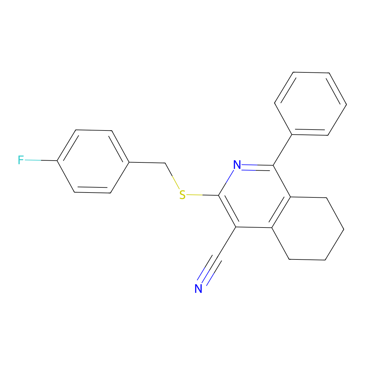 3-[(4-Fluorobenzyl)sulfanyl]-1-phenyl-5,6,7,8-tetrahydro-4-isoquinolinecarbonitrile molecular structure, CAS 439096-43-2