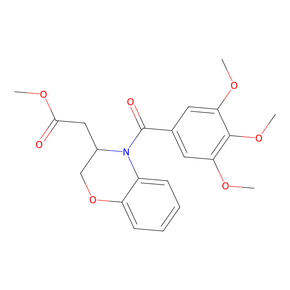 methyl 2-[4-(3,4,5-trimethoxybenzoyl)-3,4-dihydro-2H-1,4-benzoxazin-3-yl]acetate molecular structure, CAS 439096-44-3