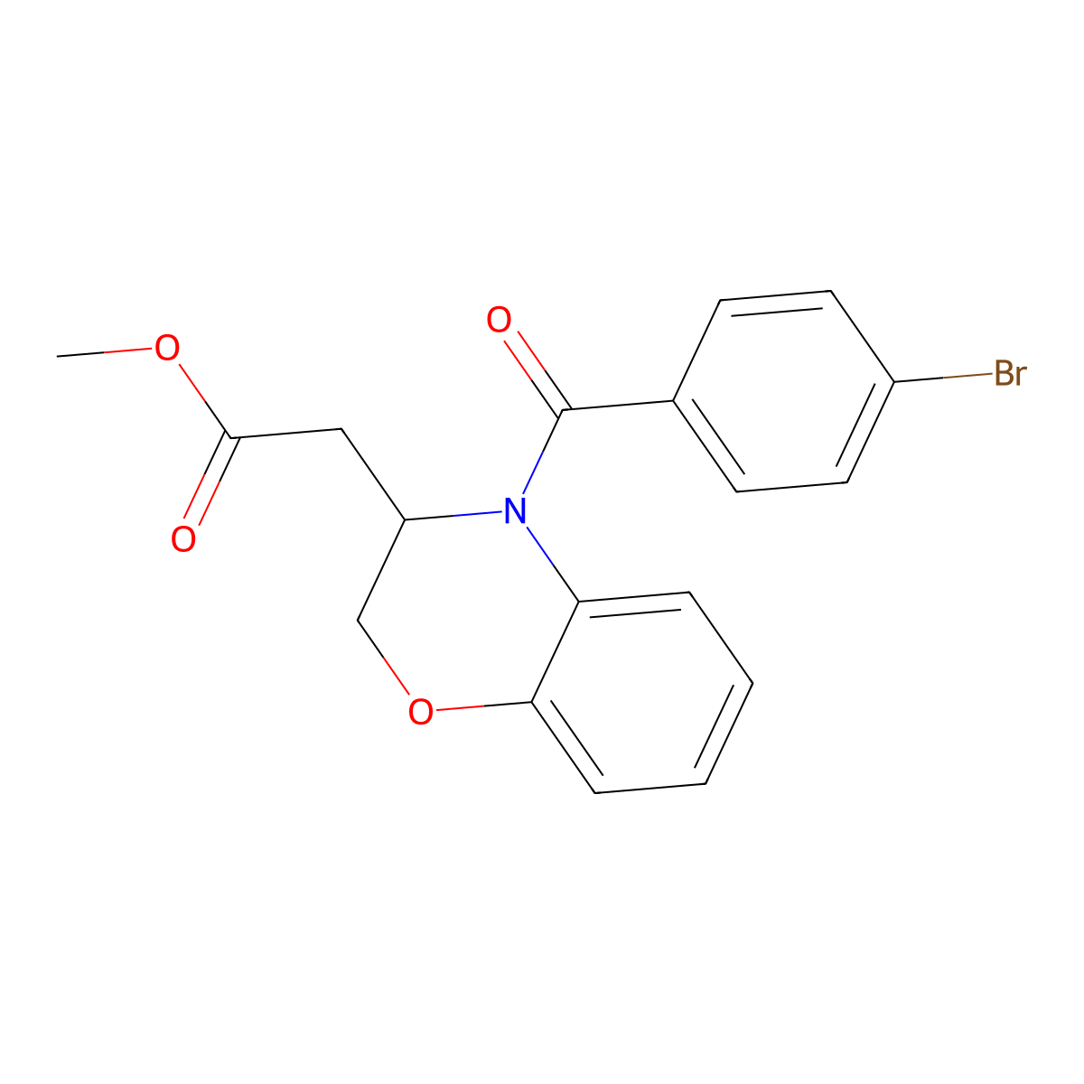 methyl 2-[4-(4-bromobenzoyl)-3,4-dihydro-2H-1,4-benzoxazin-3-yl]acetate molecular structure, CAS 439096-46-5