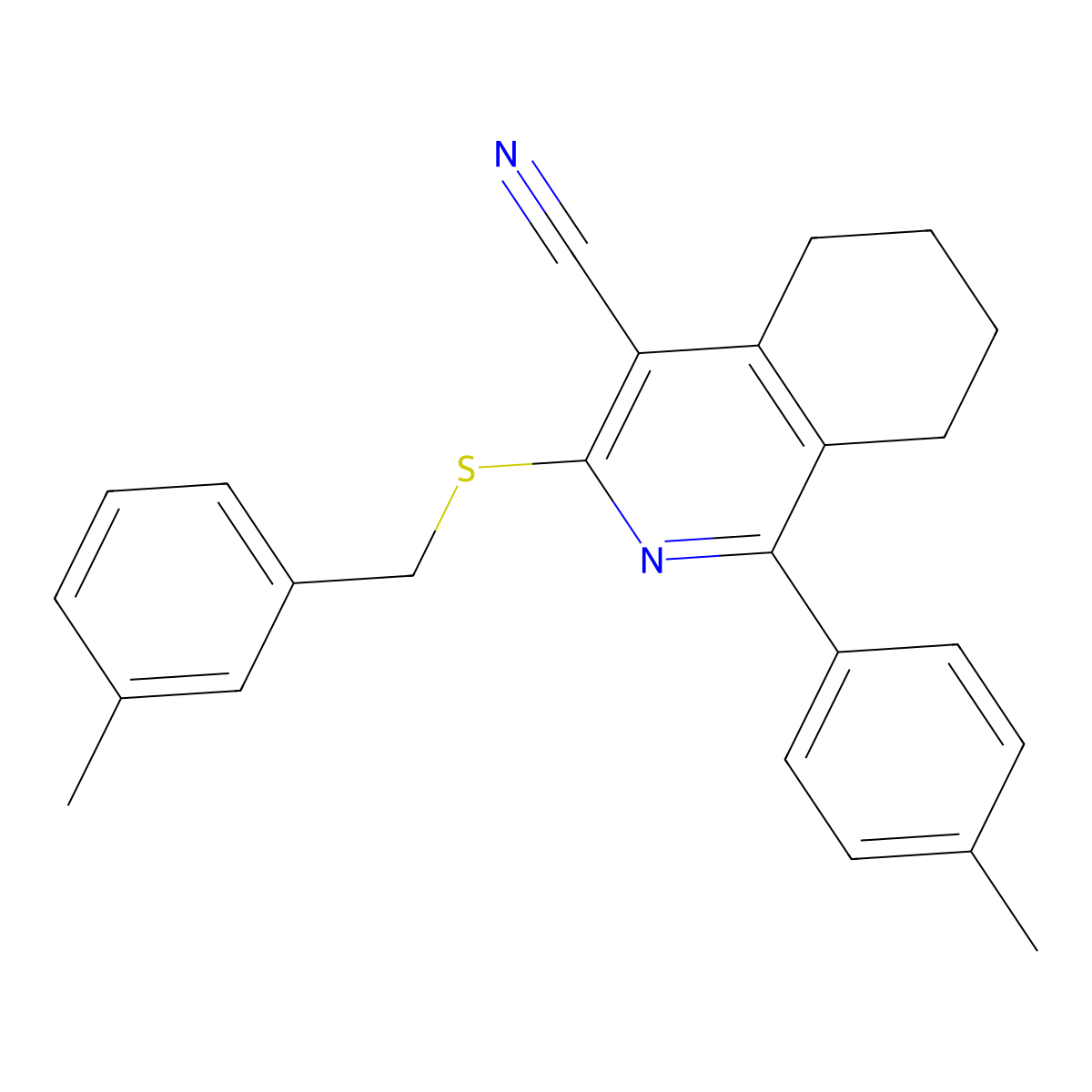 3-[(3-Methylbenzyl)sulfanyl]-1-(4-methylphenyl)-5,6,7,8-tetrahydro-4-isoquinolinecarbonitrile molecular structure, CAS 439096-50-1