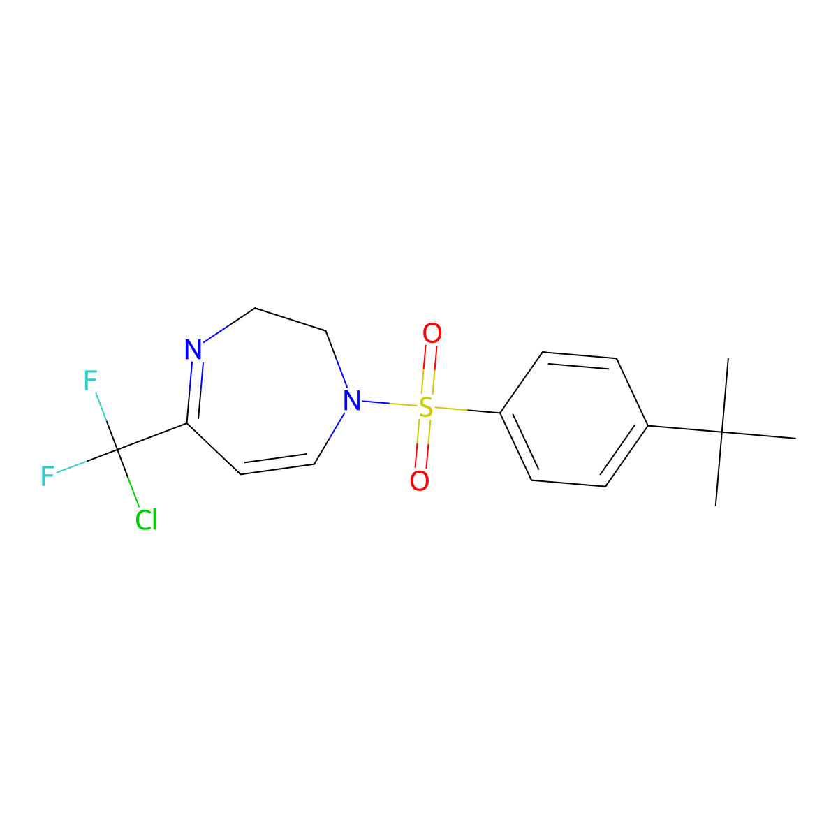 1-{[4-(tert-butyl)phenyl]sulfonyl}-5-[chloro(difluoro)methyl]-2,3-dihydro-1H-1,4-diazepine molecular structure, CAS 439096-51-2