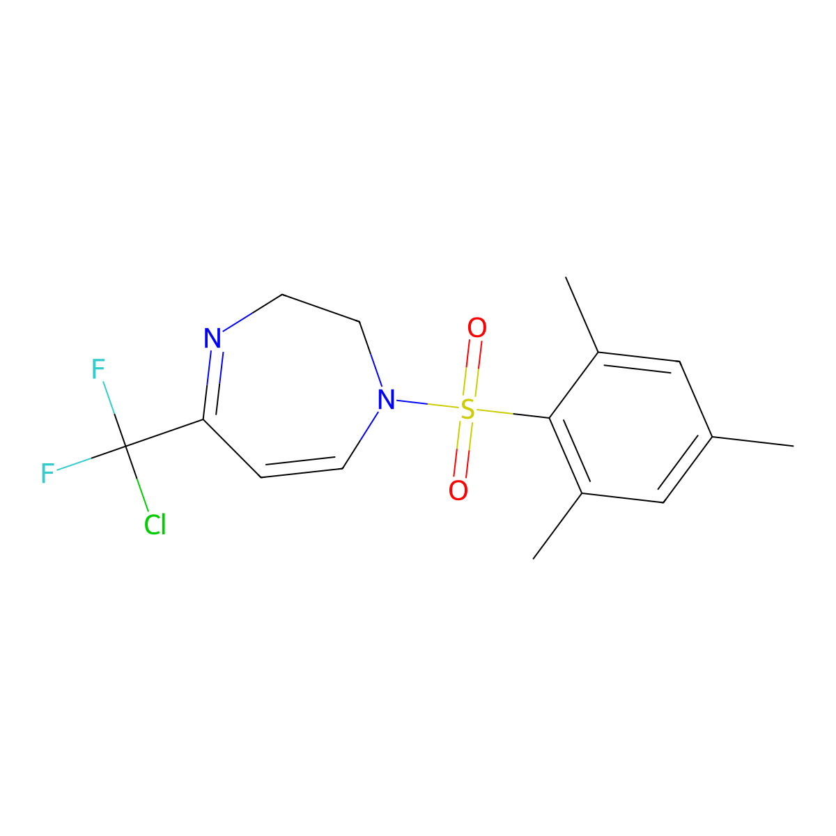 5-[chloro(difluoro)methyl]-1-(mesitylsulfonyl)-2,3-dihydro-1H-1,4-diazepine molecular structure, CAS 439096-53-4