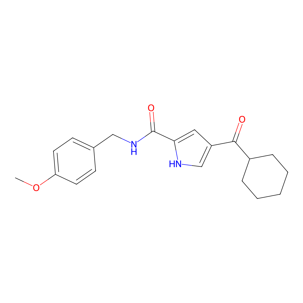 4-(cyclohexylcarbonyl)-N-(4-methoxybenzyl)-1H-pyrrole-2-carboxamide molecular structure, CAS 439096-61-4