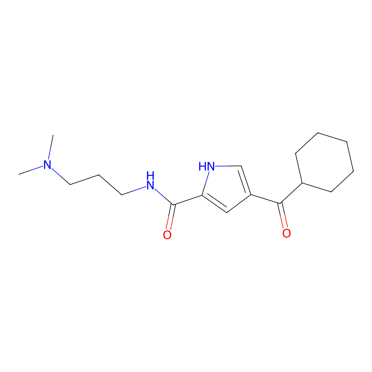 4-(cyclohexylcarbonyl)-N-[3-(dimethylamino)propyl]-1H-pyrrole-2-carboxamide molecular structure, CAS 439096-63-6