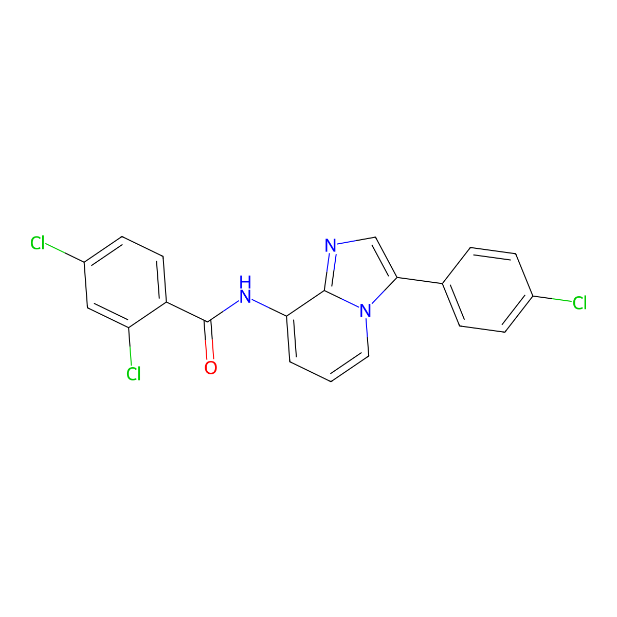 2,4-dichloro-N-[3-(4-chlorophenyl)imidazo[1,2-a]pyridin-8-yl]benzamide molecular structure, CAS 439096-64-7