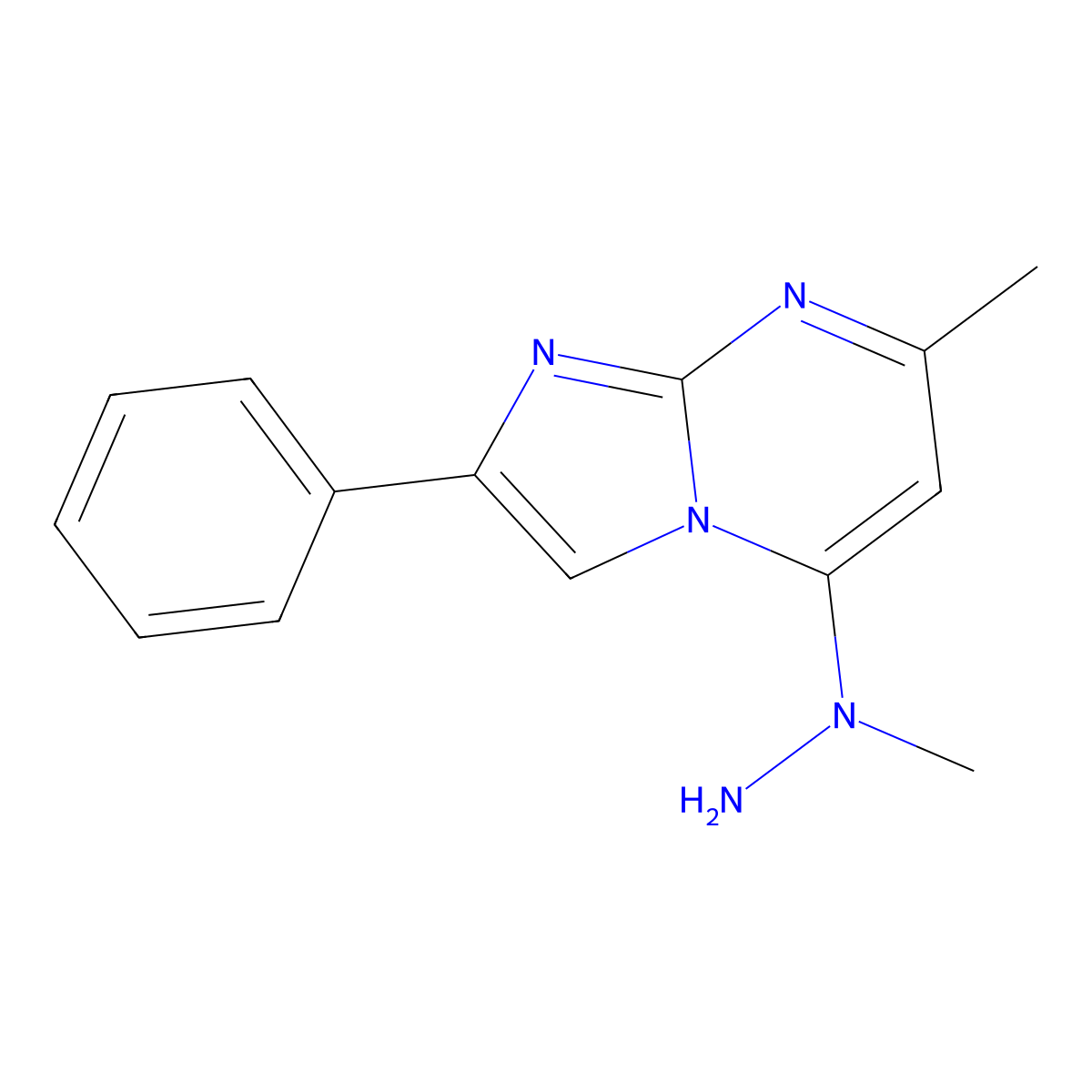 7-Methyl-5-(1-methylhydrazino)-2-phenylimidazo[1,2-a]pyrimidine molecular structure, CAS 439096-66-9
