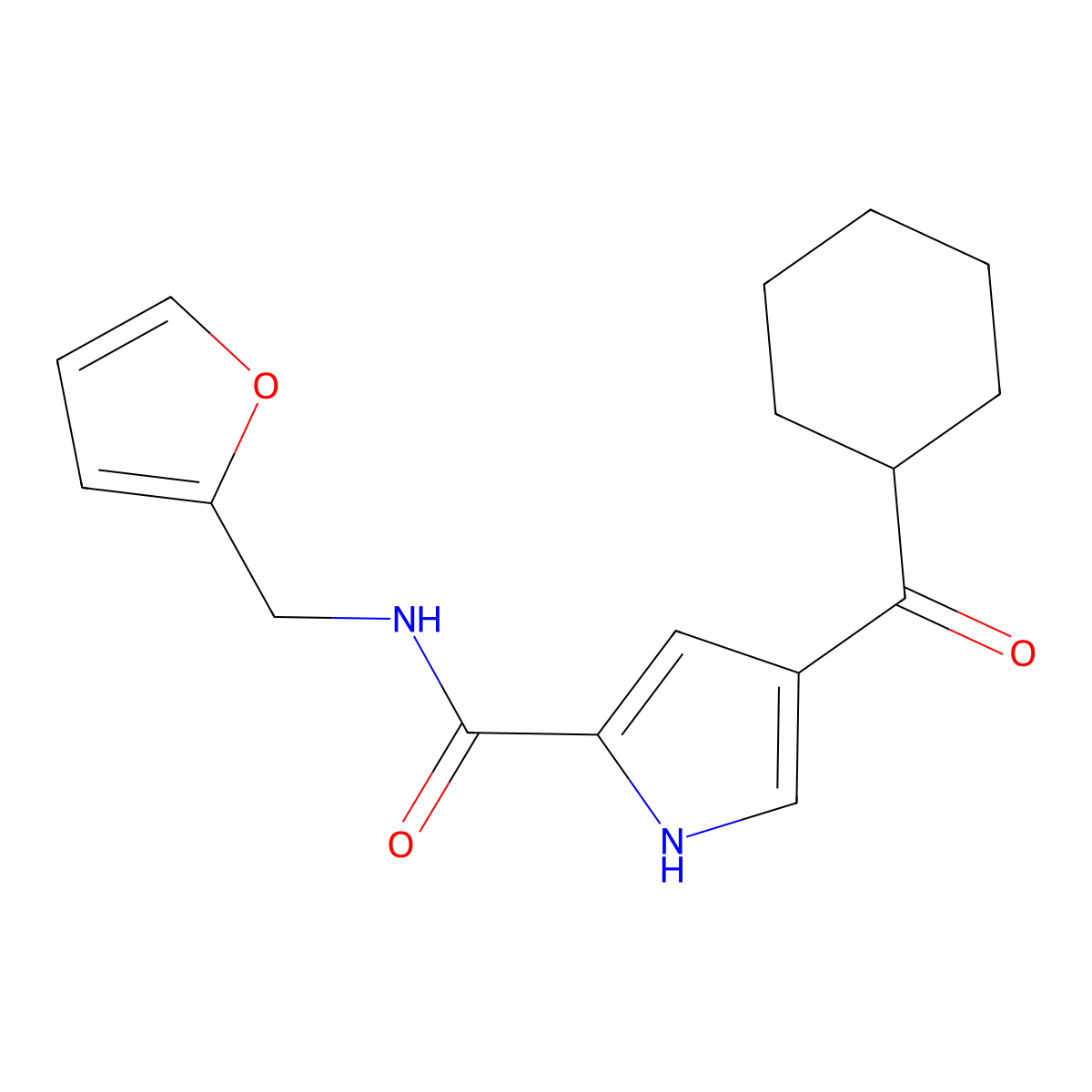 4-(cyclohexylcarbonyl)-N-(2-furylmethyl)-1H-pyrrole-2-carboxamide molecular structure, CAS 439096-68-1