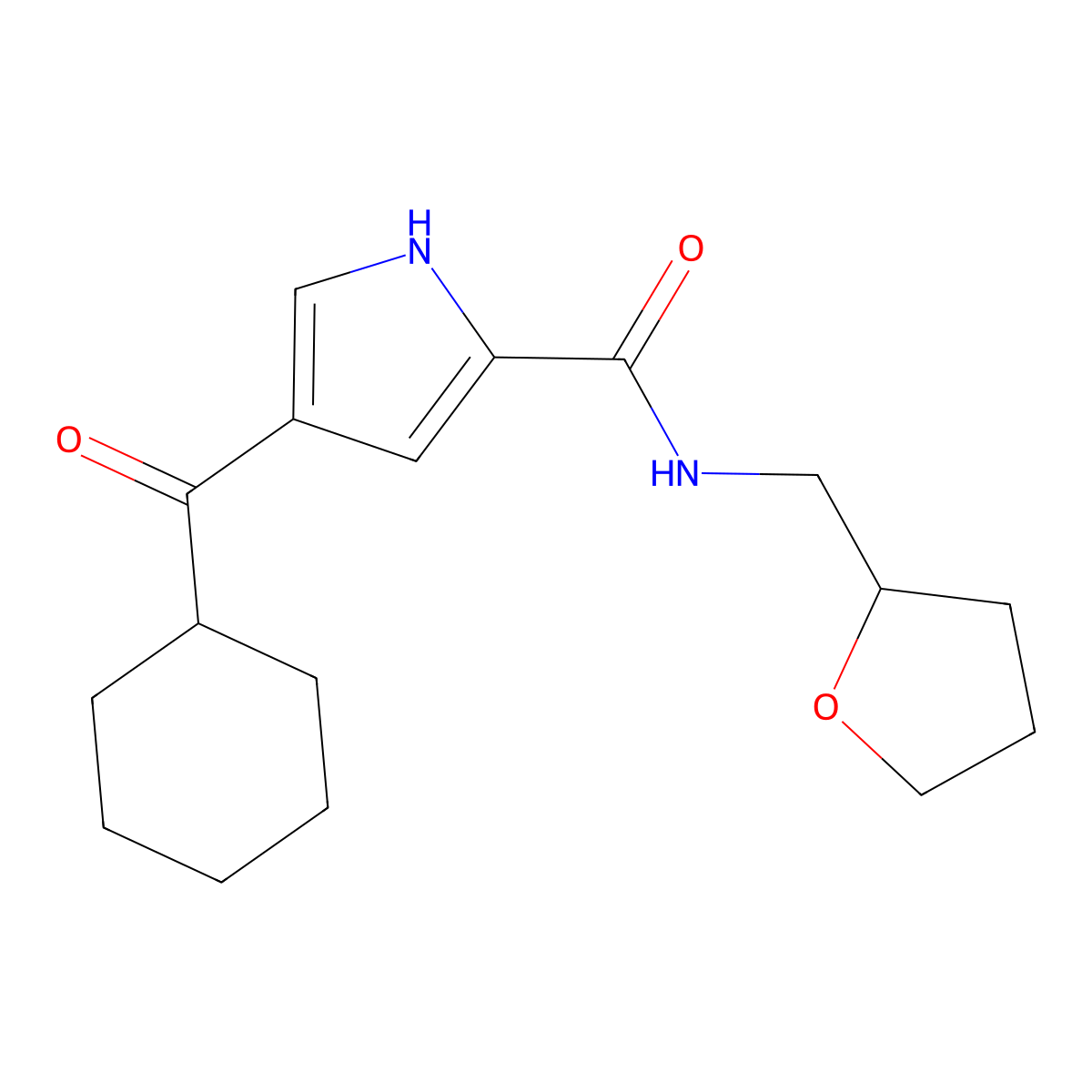 4-(cyclohexylcarbonyl)-N-(tetrahydro-2-furanylmethyl)-1H-pyrrole-2-carboxamide molecular structure, CAS 439096-70-5