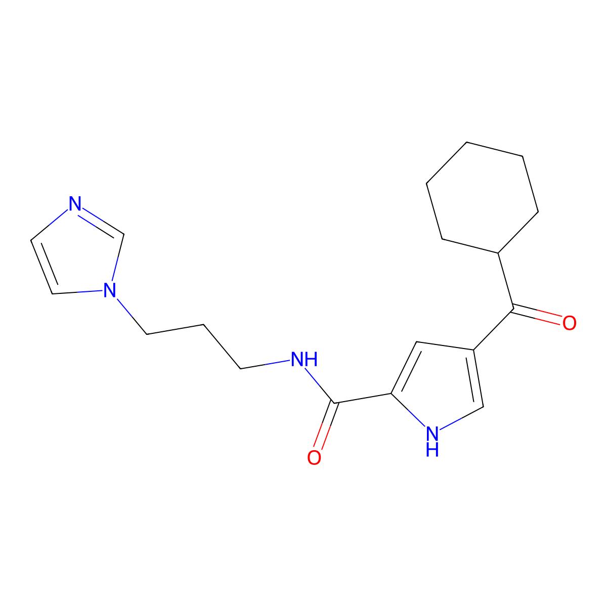 4-(cyclohexylcarbonyl)-N-[3-(1H-imidazol-1-yl)propyl]-1H-pyrrole-2-carboxamide molecular structure, CAS 439096-72-7
