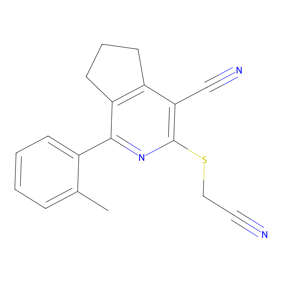 3-[(cyanomethyl)sulfanyl]-1-(2-methylphenyl)-6,7-dihydro-5H-cyclopenta[c]pyridine-4-carbonitrile molecular structure, CAS 439096-75-0