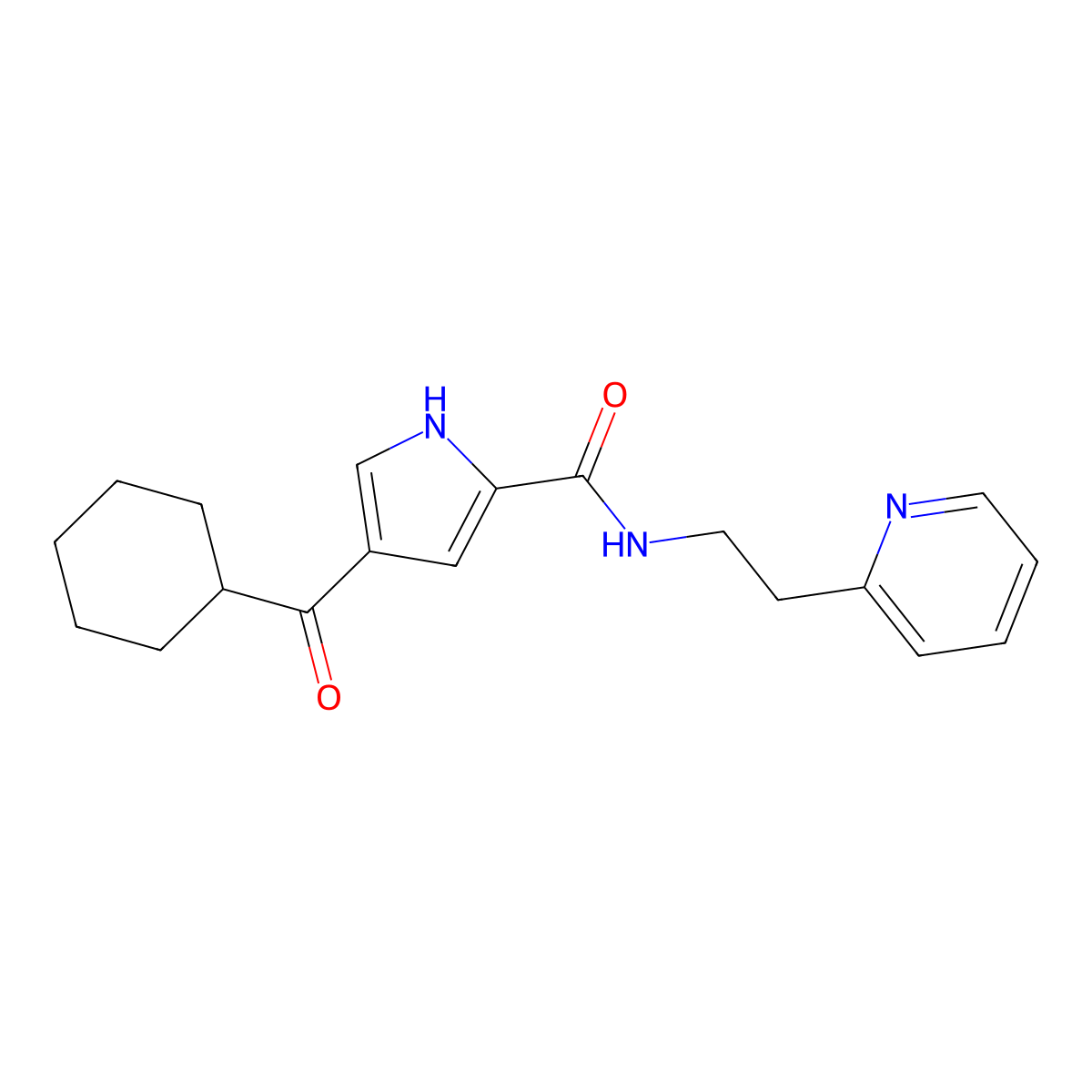 4-(cyclohexylcarbonyl)-N-[2-(2-pyridinyl)ethyl]-1H-pyrrole-2-carboxamide molecular structure, CAS 439096-76-1