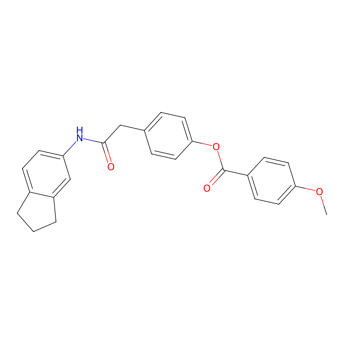 4-[2-(2,3-dihydro-1H-inden-5-ylamino)-2-oxoethyl]phenyl 4-methoxybenzenecarboxylate molecular structure, CAS 439096-87-4