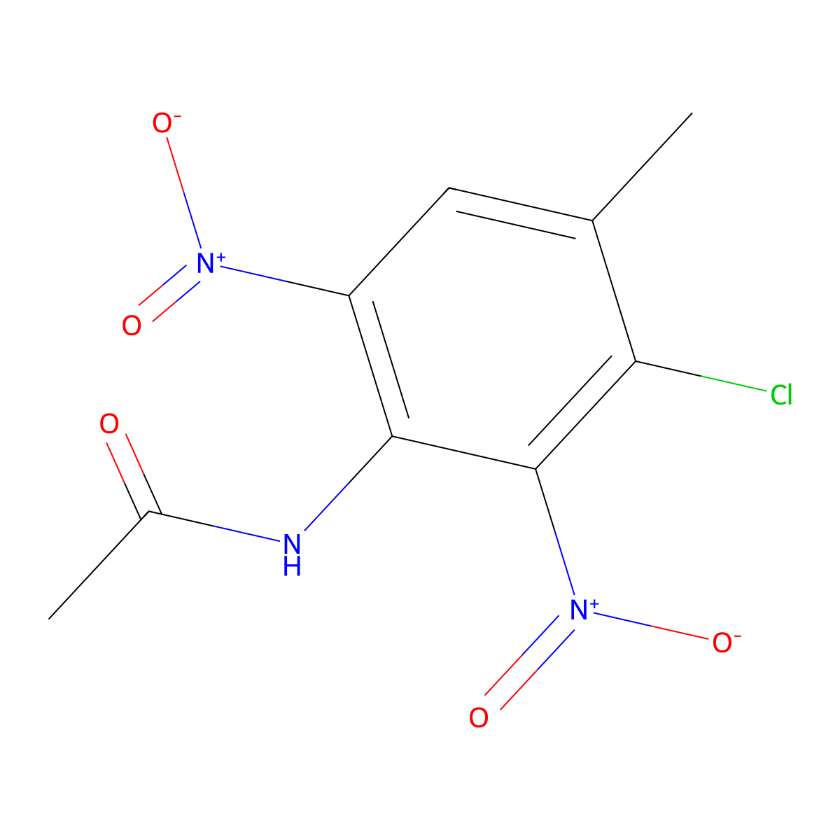 N-(3-chloro-4-methyl-2,6-dinitrophenyl)acetamide molecular structure, CAS 439096-91-0