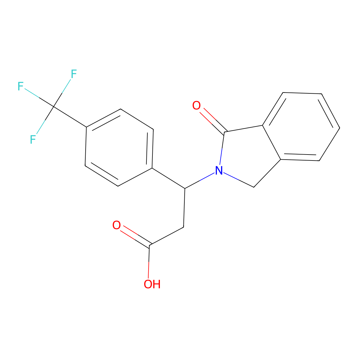 3-(1-oxo-1,3-dihydro-2H-isoindol-2-yl)-3-[4-(trifluoromethyl)phenyl]propanoic acid molecular structure, CAS 439096-93-2