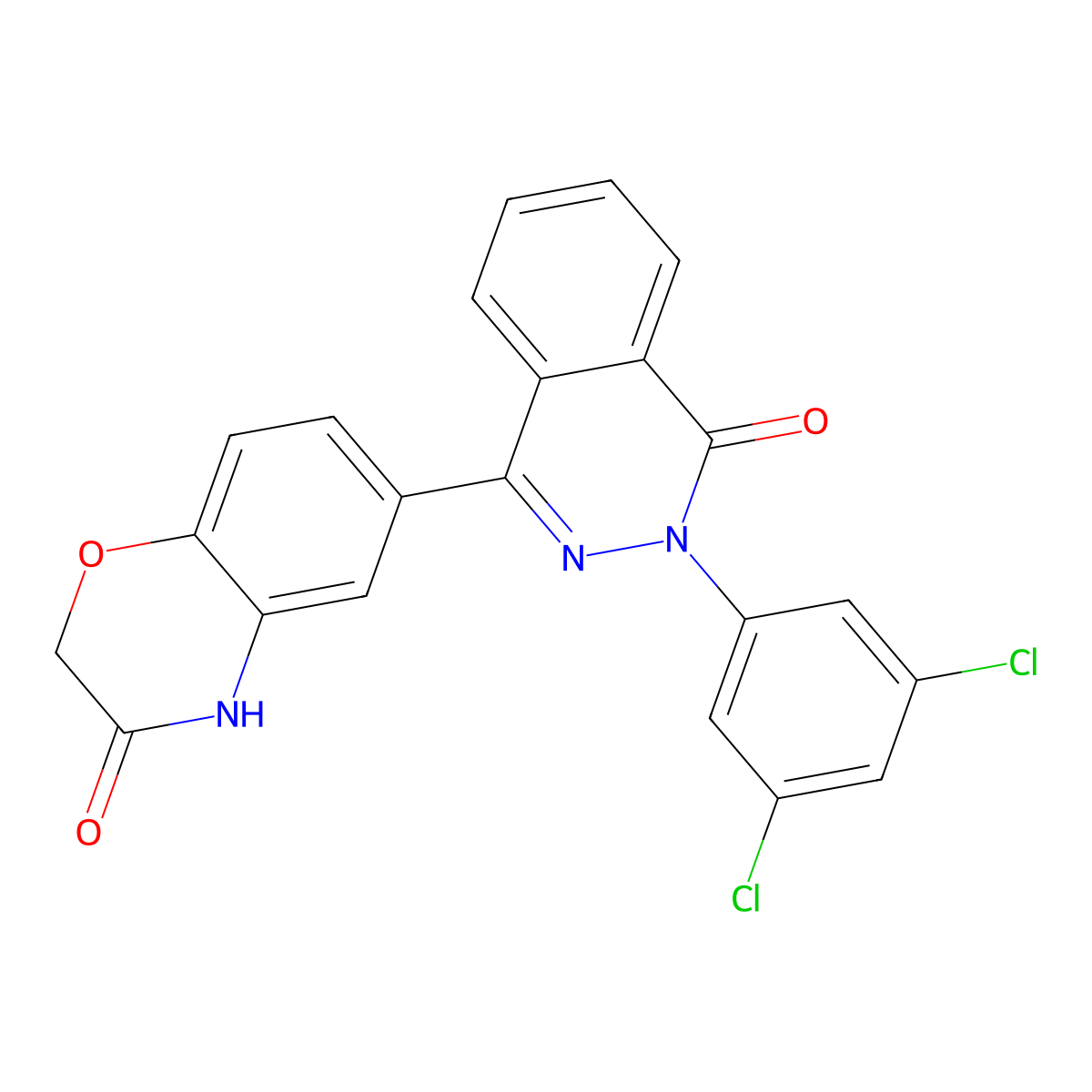 6-[3-(3,5-dichlorophenyl)-4-oxo-3,4-dihydro-1-phthalazinyl]-2H-1,4-benzoxazin-3(4H)-one molecular structure, CAS 439096-96-5