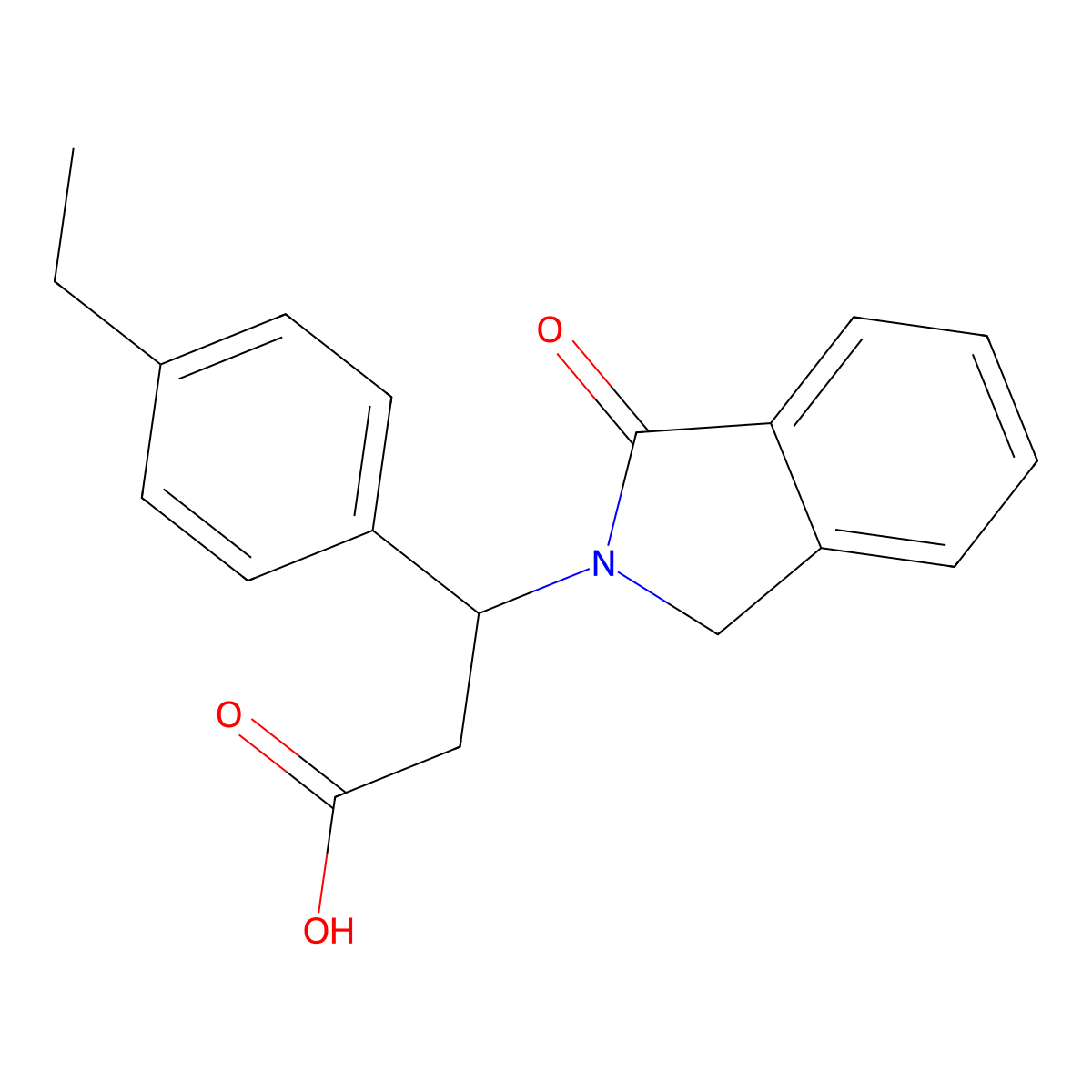 3-(4-ethylphenyl)-3-(1-oxo-1,3-dihydro-2H-isoindol-2-yl)propanoic acid molecular structure, CAS 439096-97-6