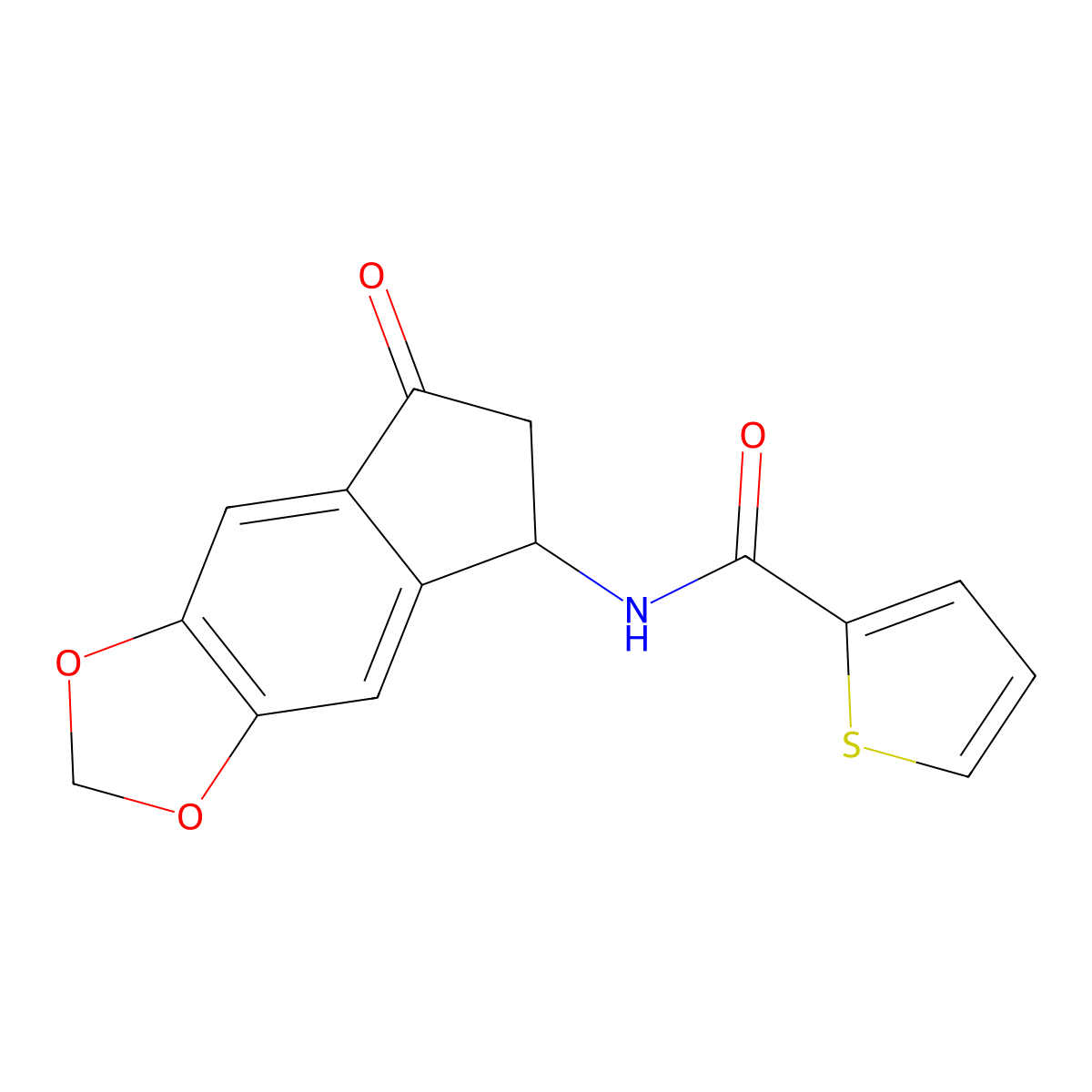 N-(7-oxo-6,7-dihydro-5H-indeno[5,6-d][1,3]dioxol-5-yl)-2-thiophenecarboxamide molecular structure, CAS 439097-04-8