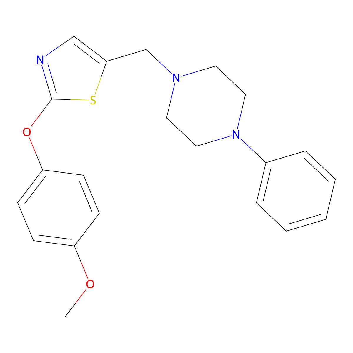 4-Methoxyphenyl 5-[(4-phenylpiperazino)methyl]-1,3-thiazol-2-yl ether molecular structure, CAS 439097-05-9