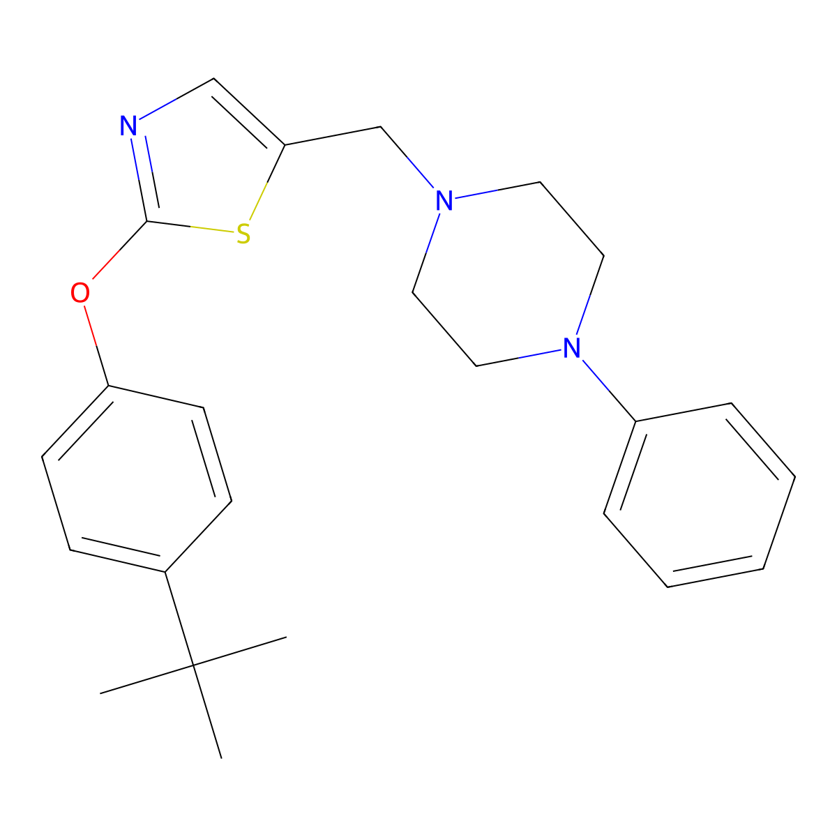 1-({2-[4-(Tert-butyl)phenoxy]-1,3-thiazol-5-yl}methyl)-4-phenylpiperazine molecular structure, CAS 439097-07-1