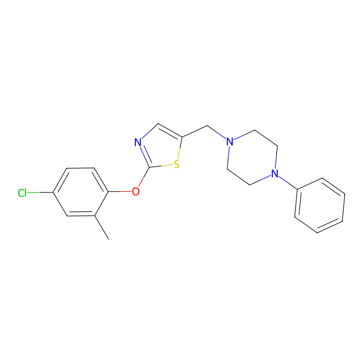 1-{[2-(4-Chloro-2-methylphenoxy)-1,3-thiazol-5-yl]methyl}-4-phenylpiperazine molecular structure, CAS 439097-09-3