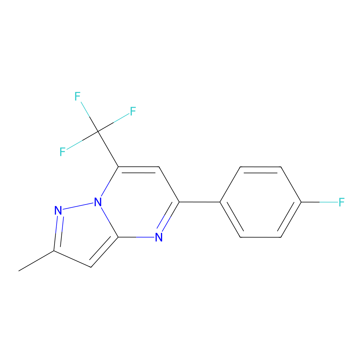 5-(4-Fluorophenyl)-2-methyl-7-(trifluoromethyl)pyrazolo[1,5-a]pyrimidine molecular structure, CAS 439097-10-6