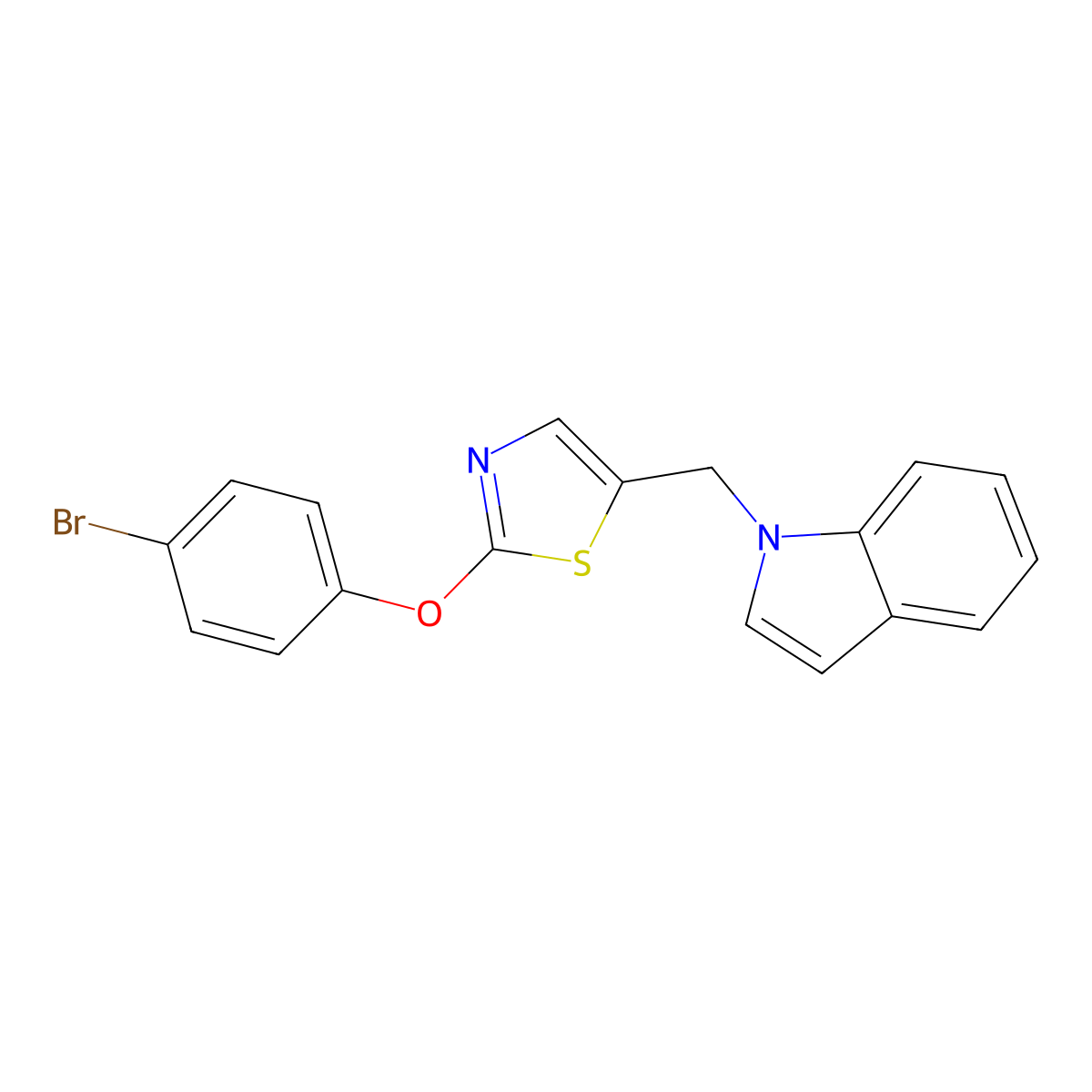 1-{[2-(4-bromophenoxy)-1,3-thiazol-5-yl]methyl}-1H-indole molecular structure, CAS 439097-11-7