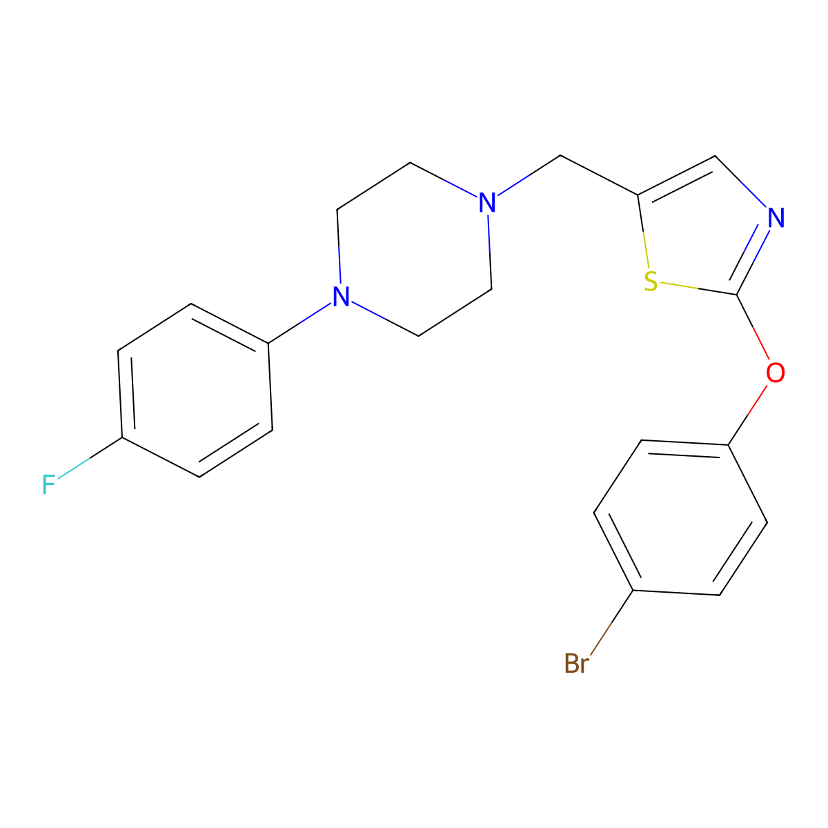 1-{[2-(4-Bromophenoxy)-1,3-thiazol-5-yl]methyl}-4-(4-fluorophenyl)piperazine molecular structure, CAS 439097-13-9