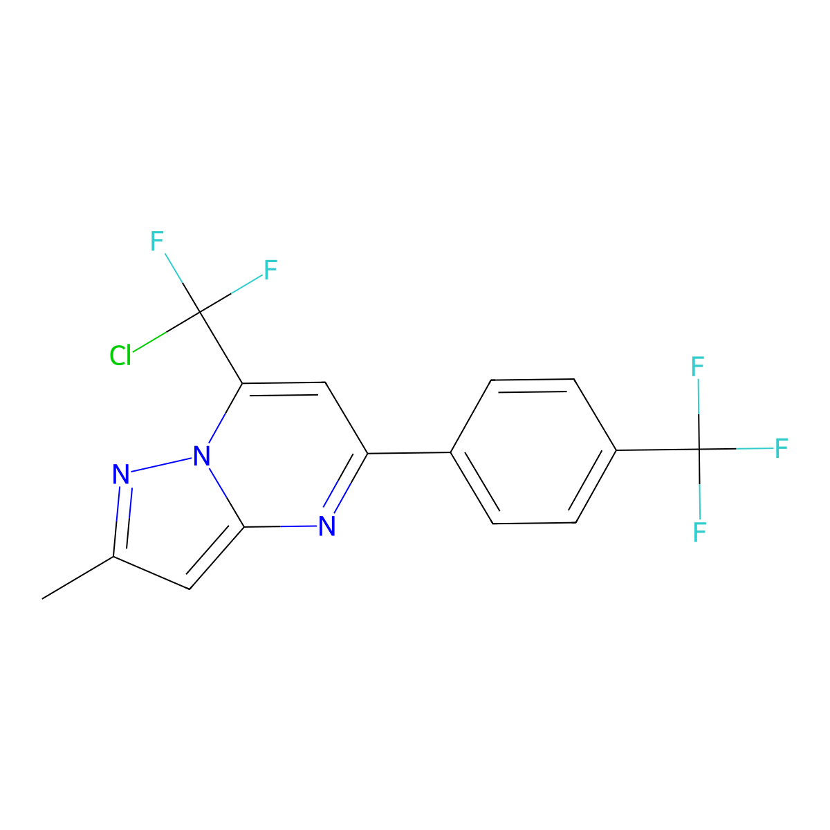 7-[Chloro(difluoro)methyl]-2-methyl-5-[4-(trifluoromethyl)phenyl]pyrazolo[1,5-a]pyrimidine molecular structure, CAS 439097-16-2