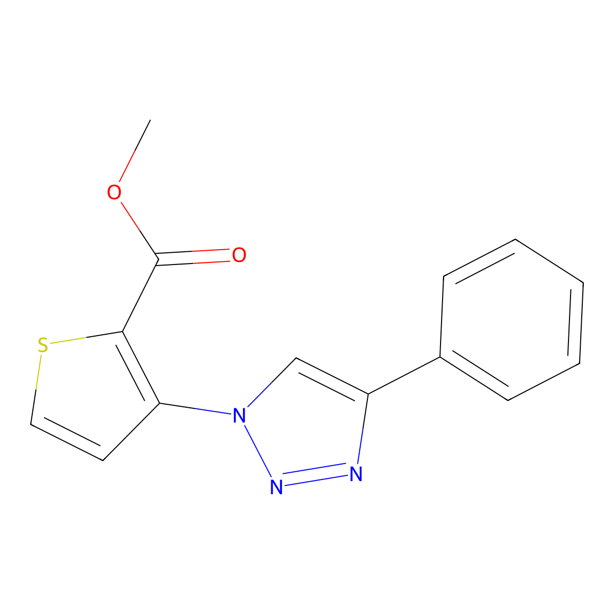 methyl 3-(4-phenyl-1H-1,2,3-triazol-1-yl)-2-thiophenecarboxylate molecular structure, CAS 439097-19-5