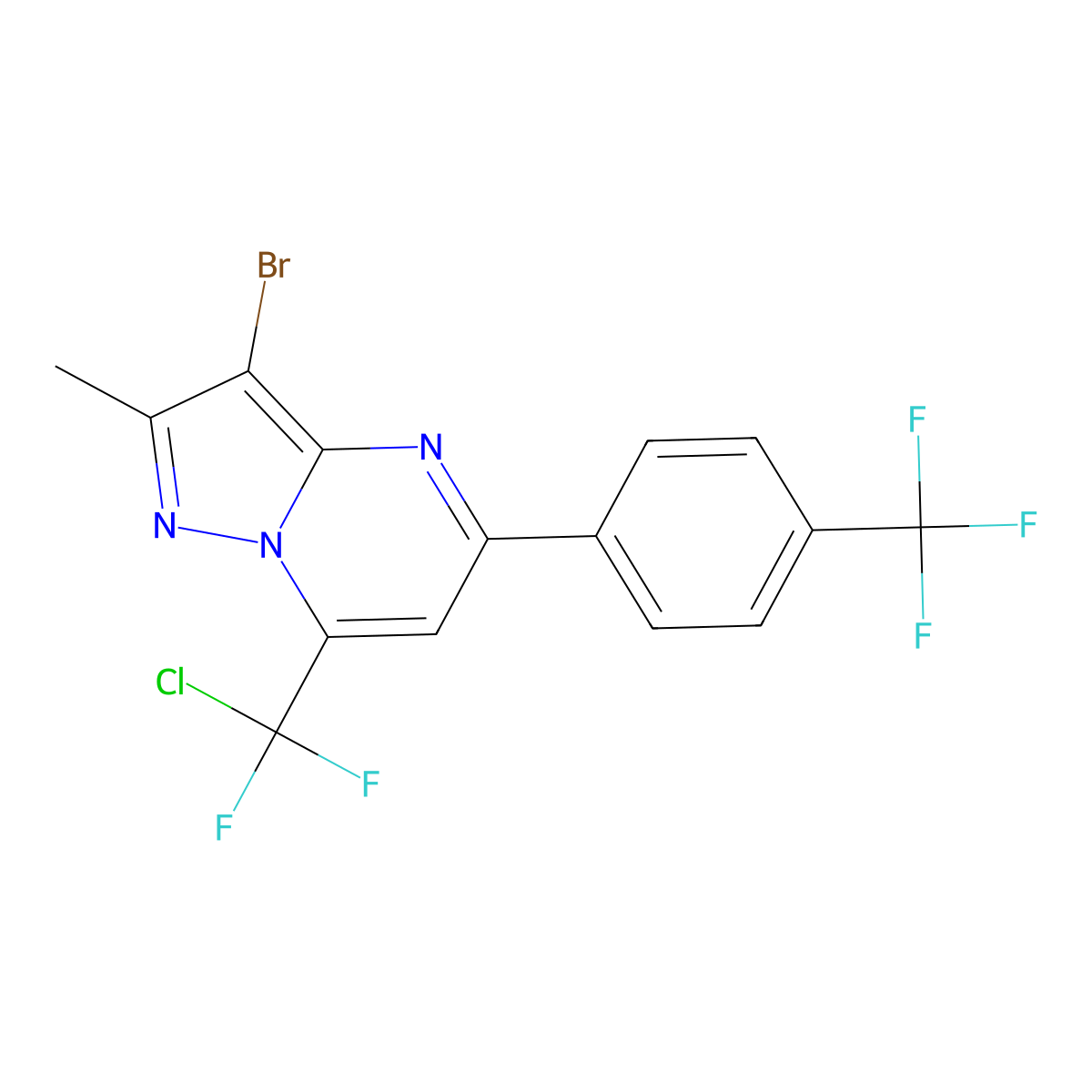 3-Bromo-7-[chloro(difluoro)methyl]-2-methyl-5-[4-(trifluoromethyl)phenyl]pyrazolo[1,5-a]pyrimidine molecular structure, CAS 439097-20-8